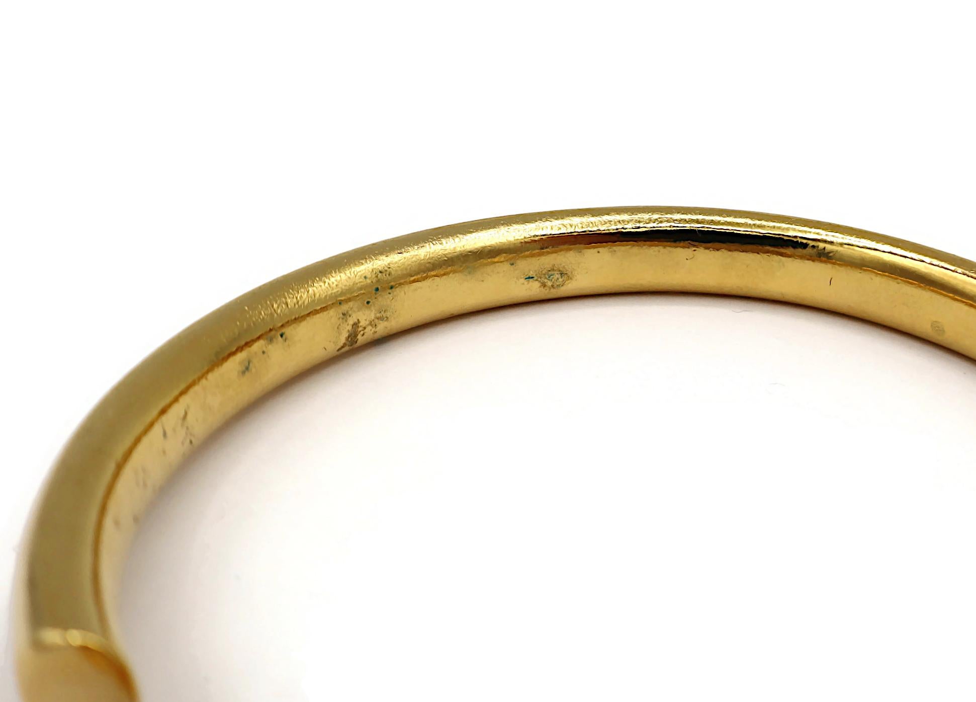 HERMES Vintage Gold Tone Horse Head Bangle Bracelet 11