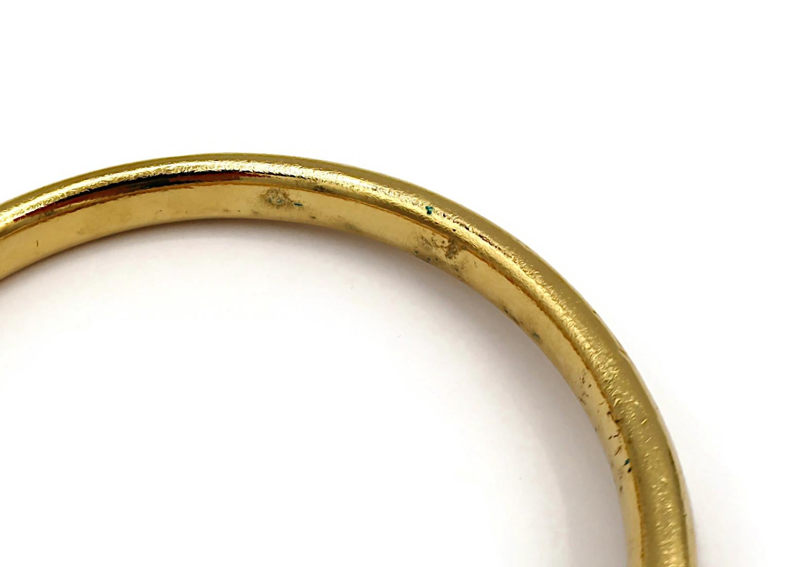 HERMES Vintage Gold Tone Horse Head Bangle Bracelet 12