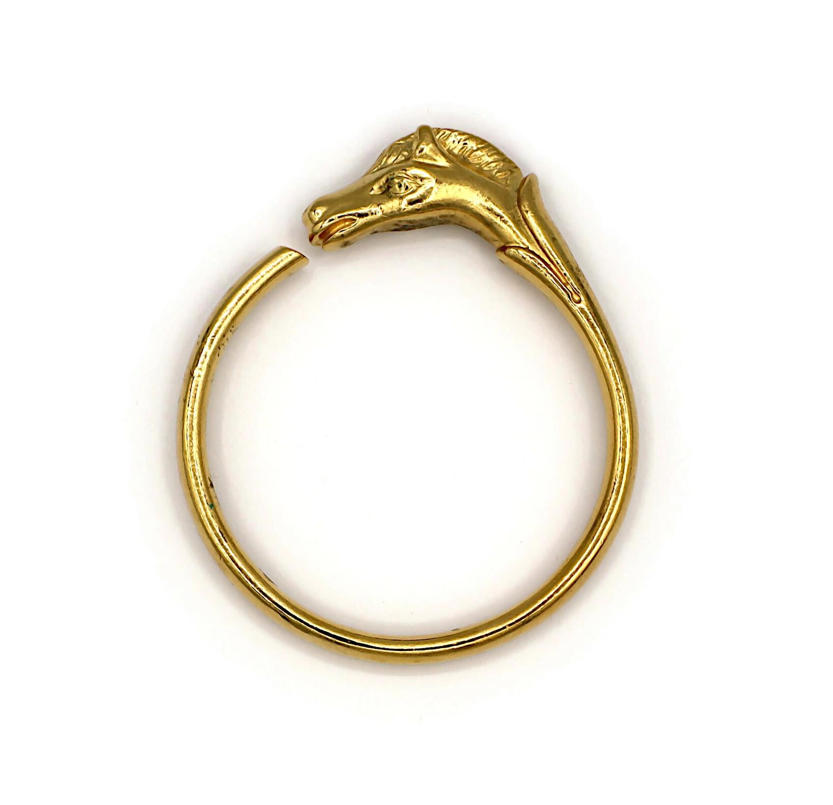 Women's HERMES Vintage Gold Tone Horse Head Bangle Bracelet
