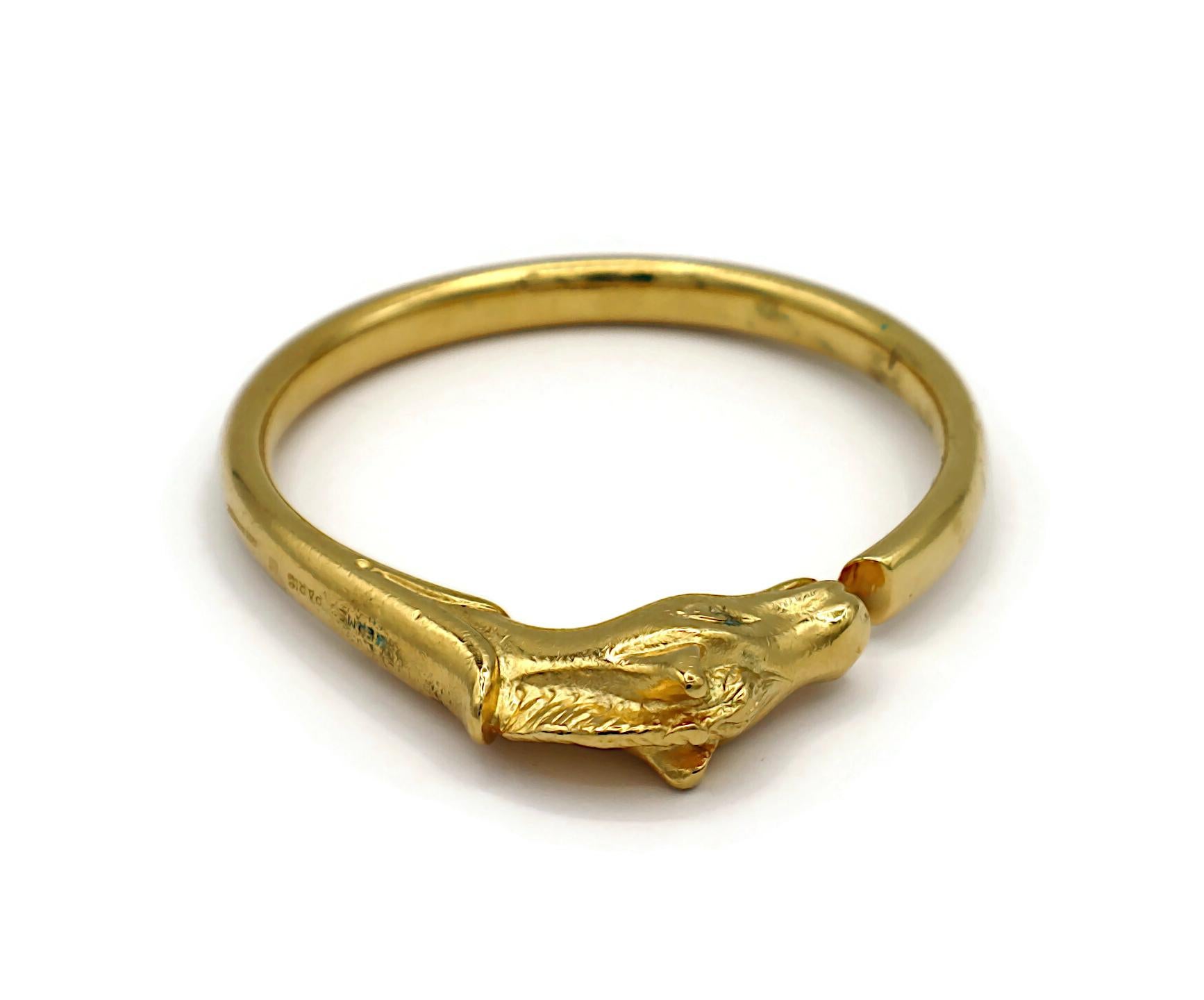 HERMES Vintage Gold Tone Horse Head Bangle Bracelet 5