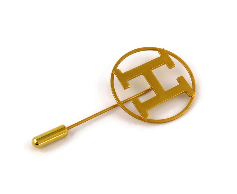 Hermes Vintage Gold Toned H Lapel Pin Brooch at 1stDibs hermes lapel