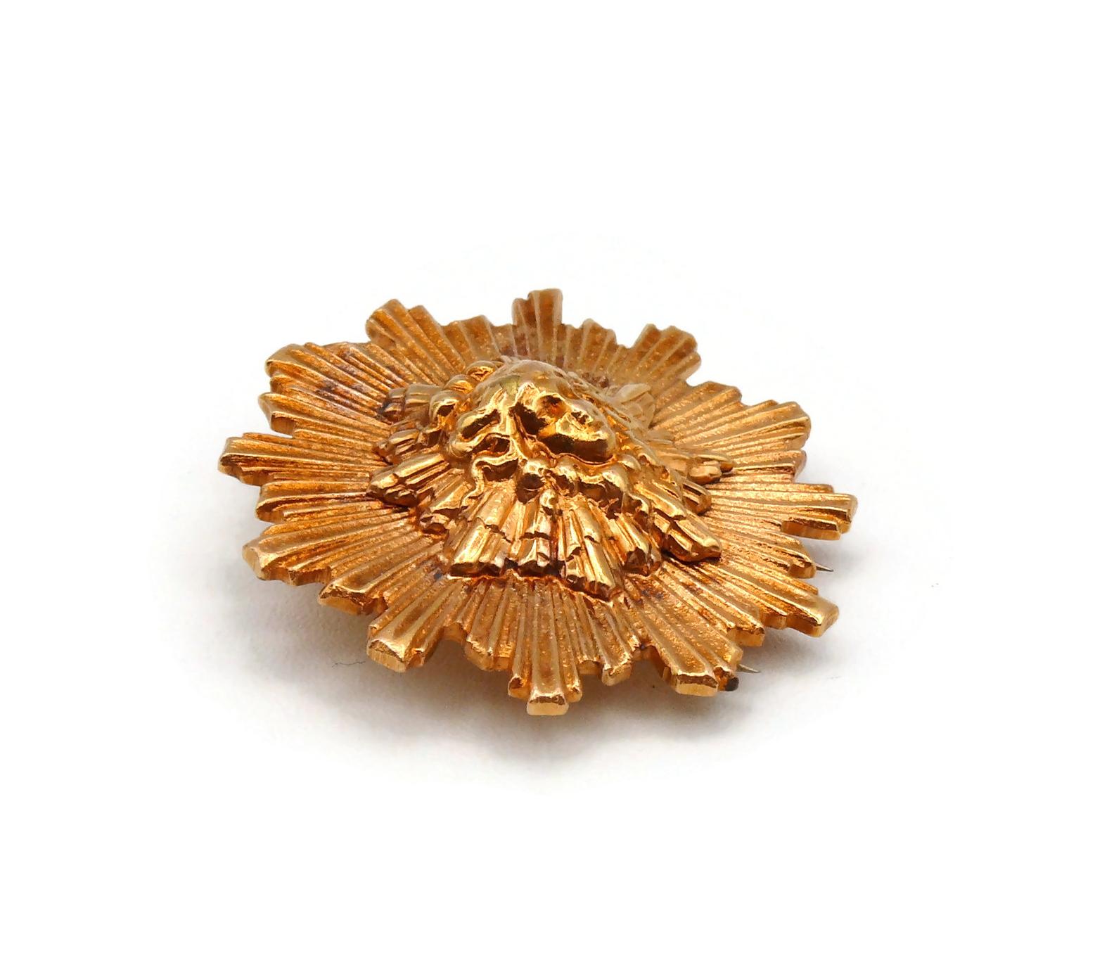 Women's or Men's HERMES Vintage Gold Toned Sun King Apollo Clip Brooch