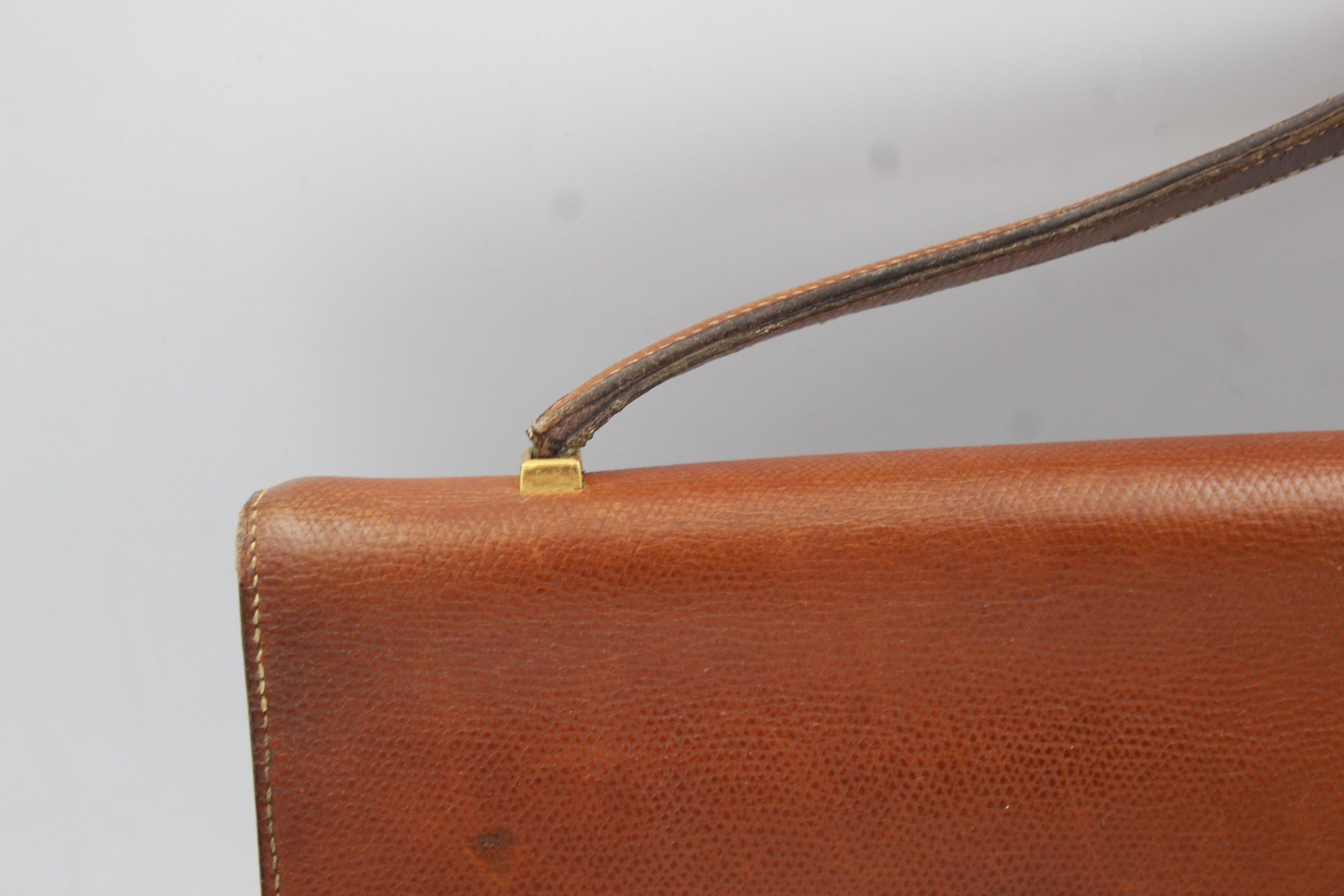 Brown Hermes Vintage Grained Leather Handbag