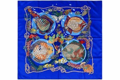 HERMÈS Vintage 'Grands Fonds' Silk Carré Scarf by Annie Faivre