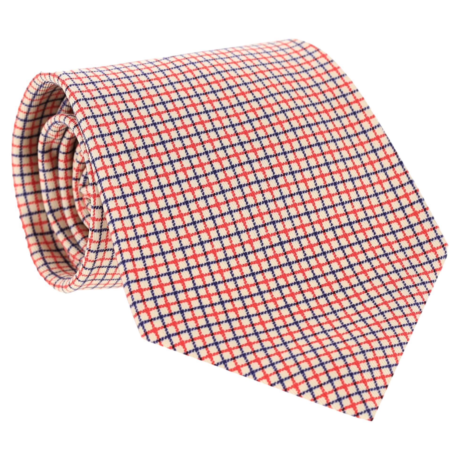 Hermes Vintage Graph Check Silk Tie
