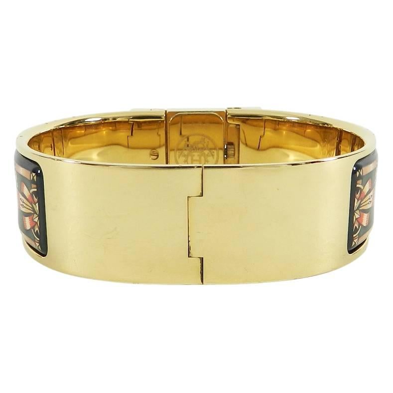 Hermes Ladies Gold Plated Green Enamel Vintage Loquet Wristwatch, Circa 1991 1