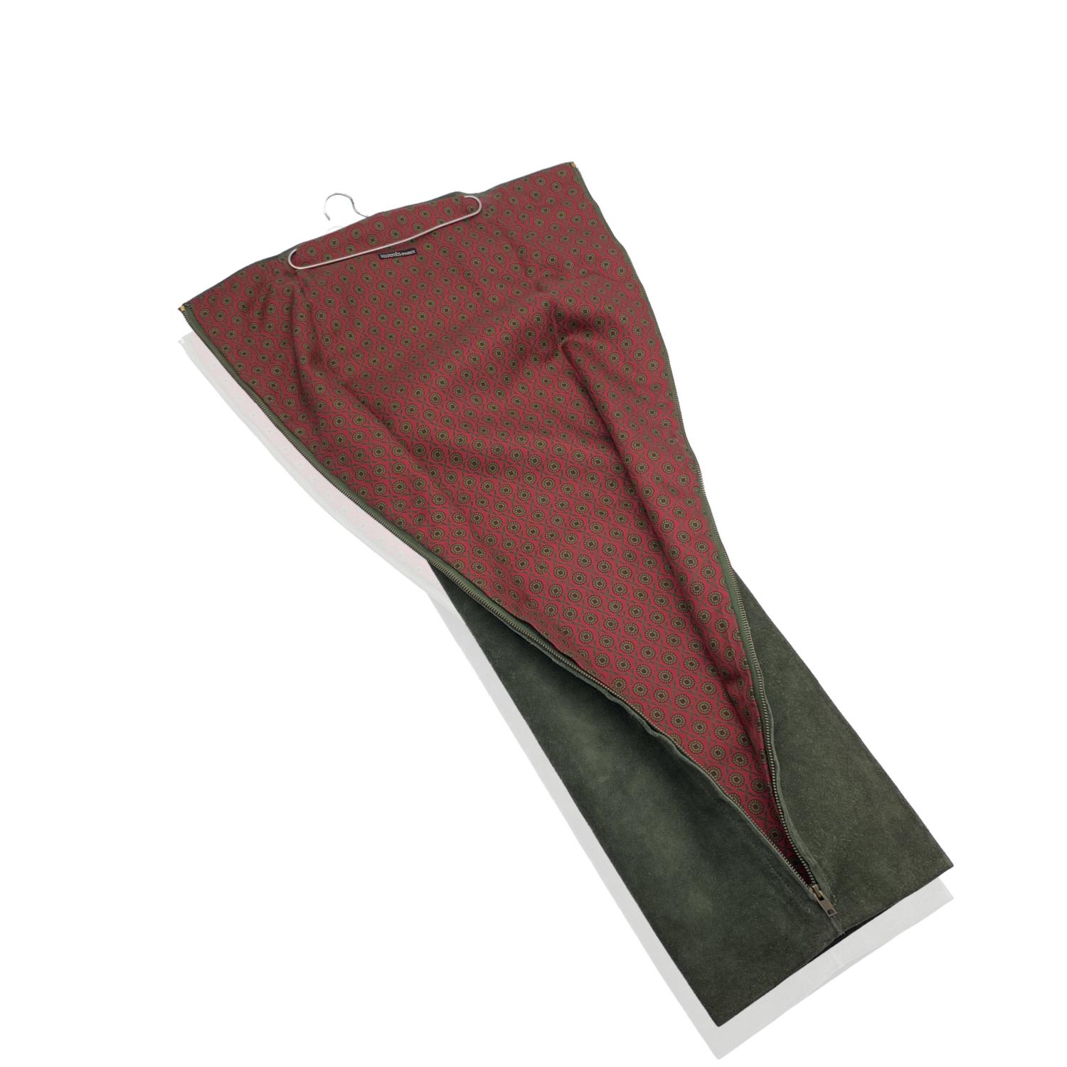 Gray Hermes Vintage Green Suede Silk Lining Necktie Holder Rack Case For Sale