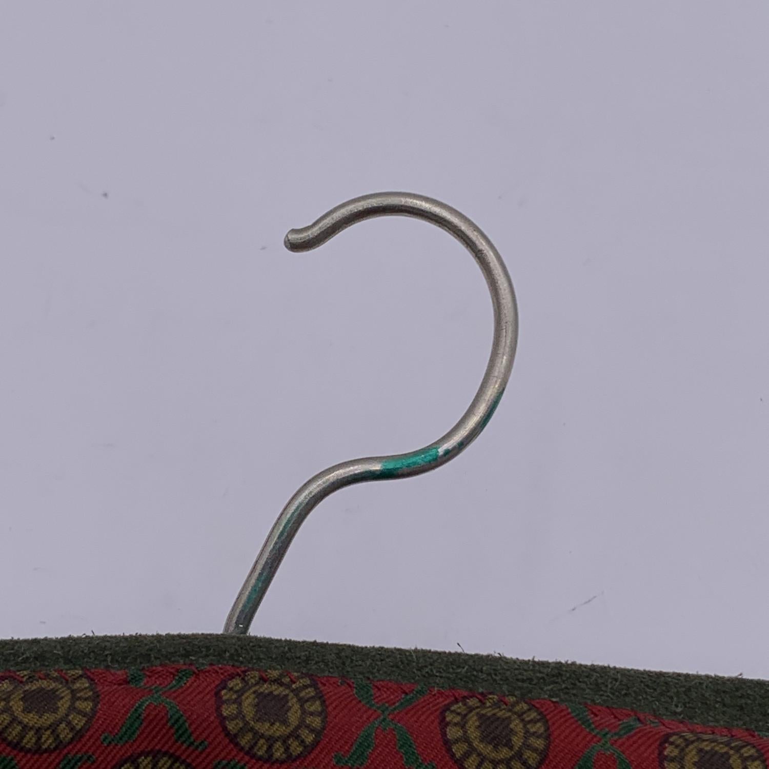 Hermes Vintage Green Suede Silk Lining Necktie Holder Rack Case 3