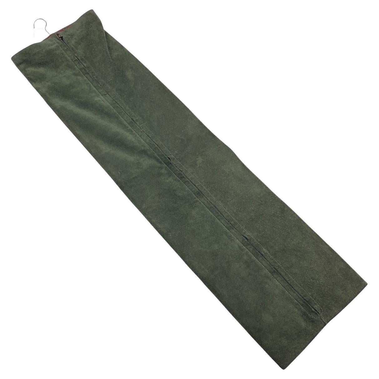 Hermes Vintage Green Suede Silk Lining Necktie Holder Rack Case