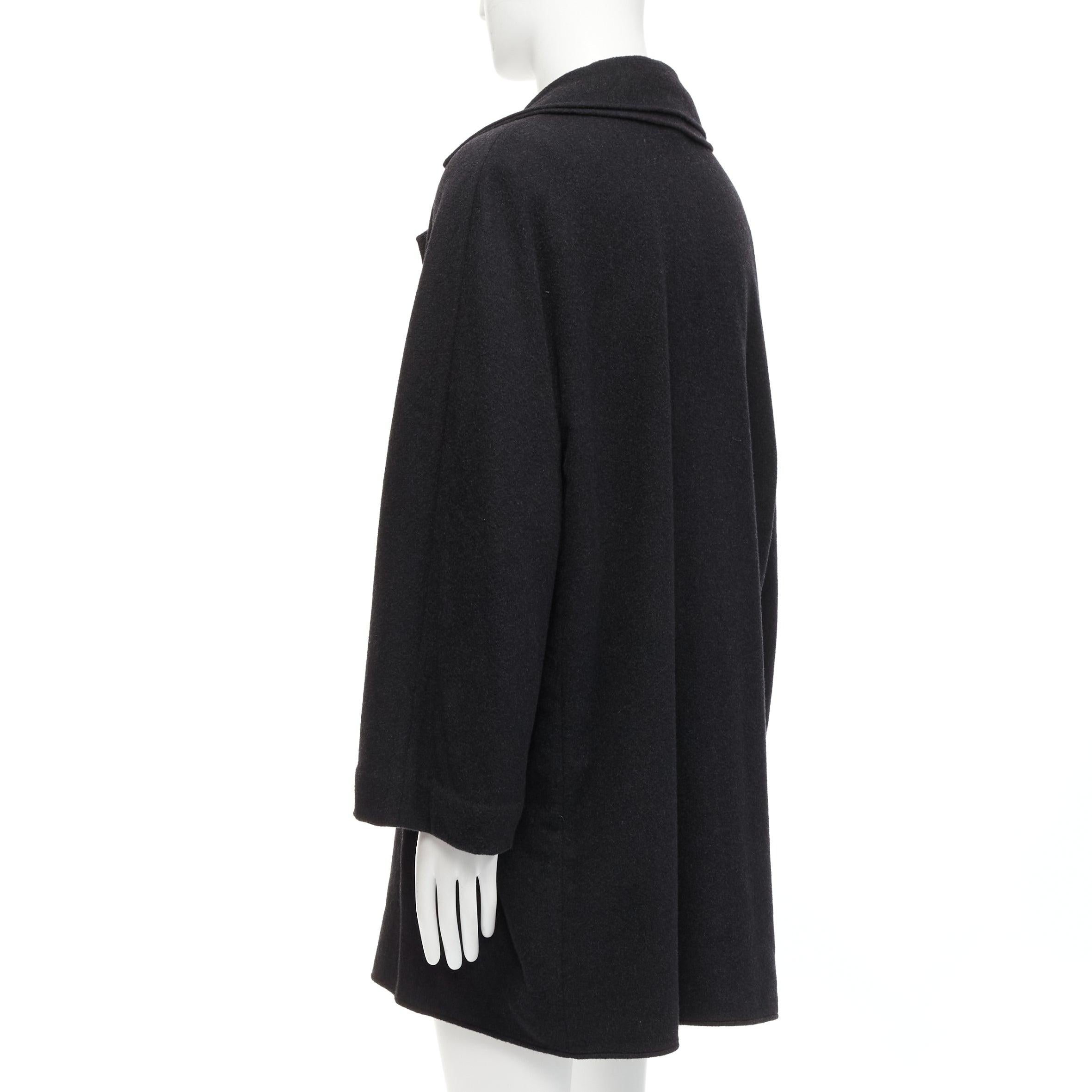 HERMES Cappotto a vestaglia con cintura a doppio collo in cashmere grigio vintage EU48 M. in vendita 2