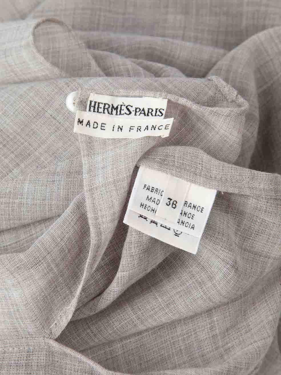 Hermès Vintage Grey Wool Woven Mid Sleeve Top Size S 2