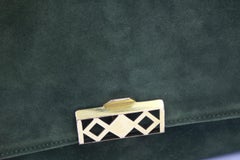 Hermes Vintage  Grille Green Suede and Leather 60's Bag