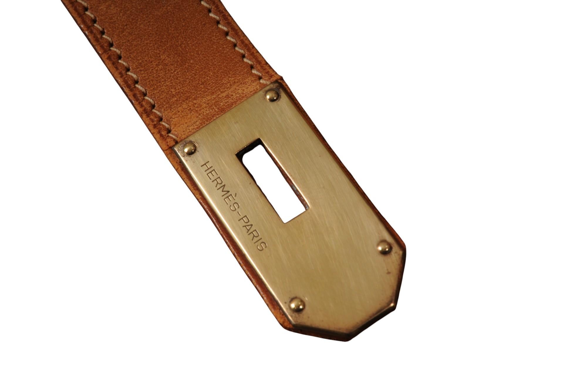 Hermes Vintage Haut à Courroies Hac 50 Birkin Natural Tan Brass Hardware Travel en vente 7