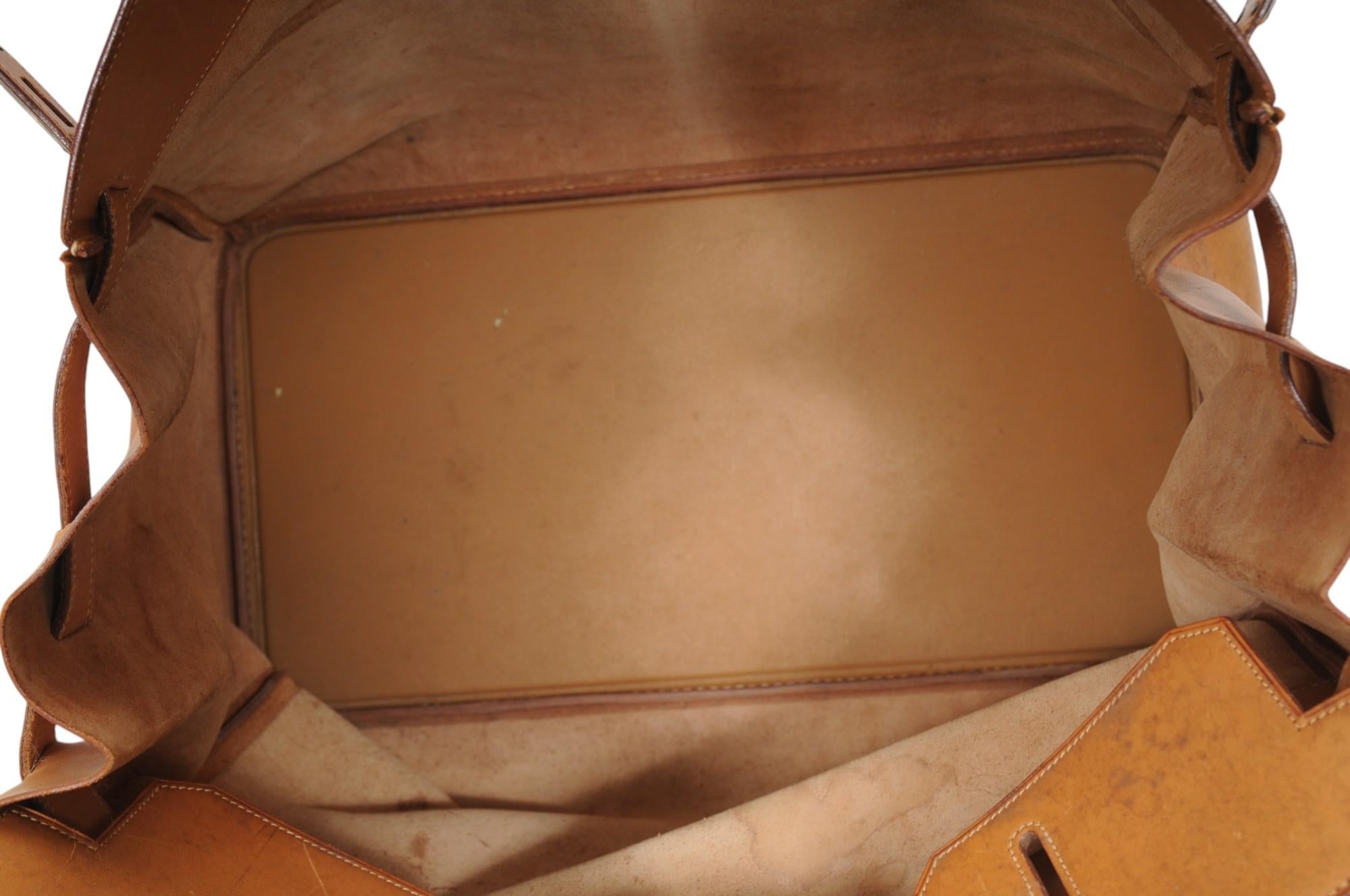 Hermes Vintage Haut à Courroies Hac 50 Birkin Natural Tan Brass Hardware Travel en vente 14