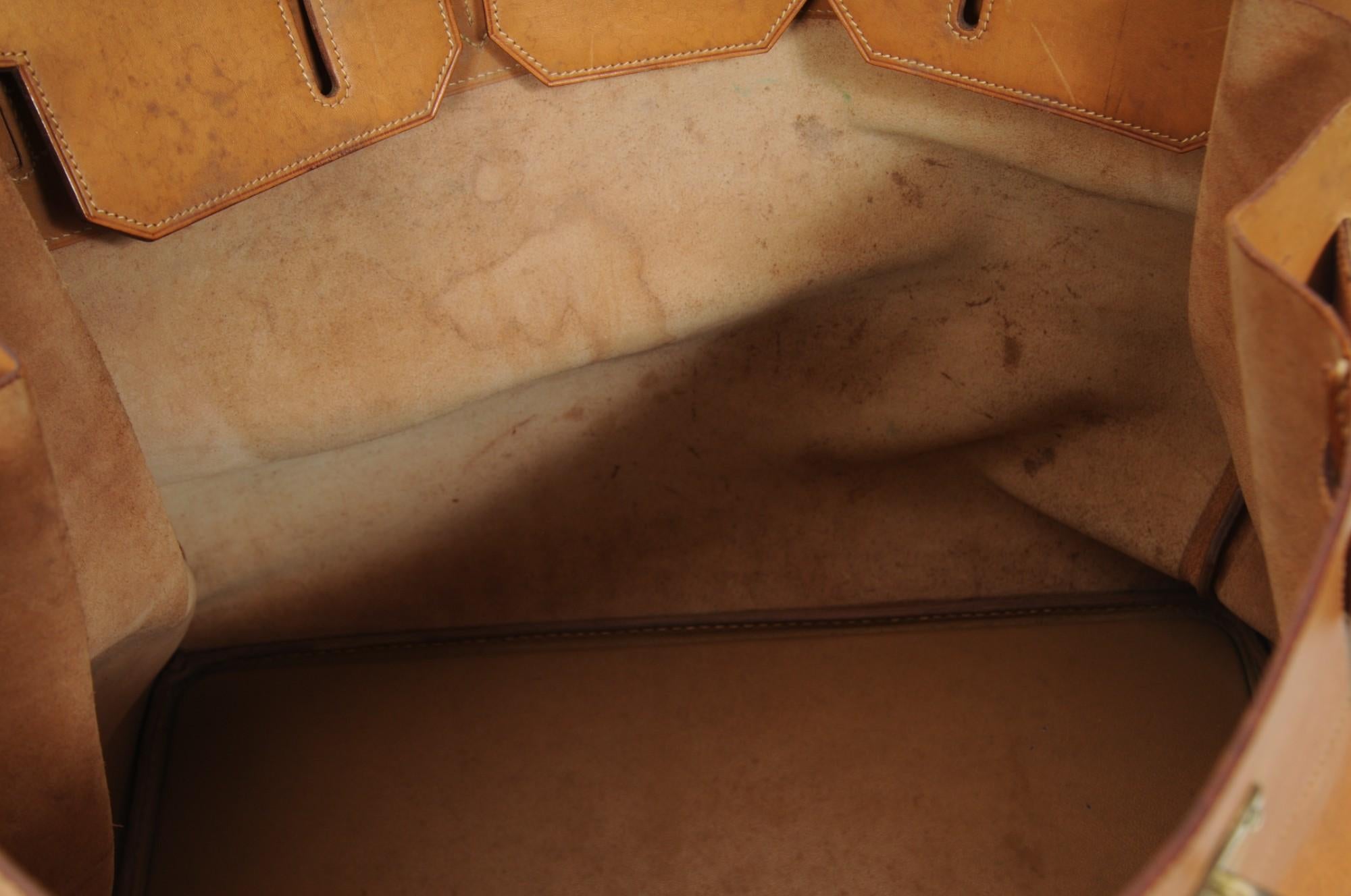 Hermes Vintage Haut à Courroies Hac 50 Birkin Natural Tan Brass Hardware Travel en vente 15