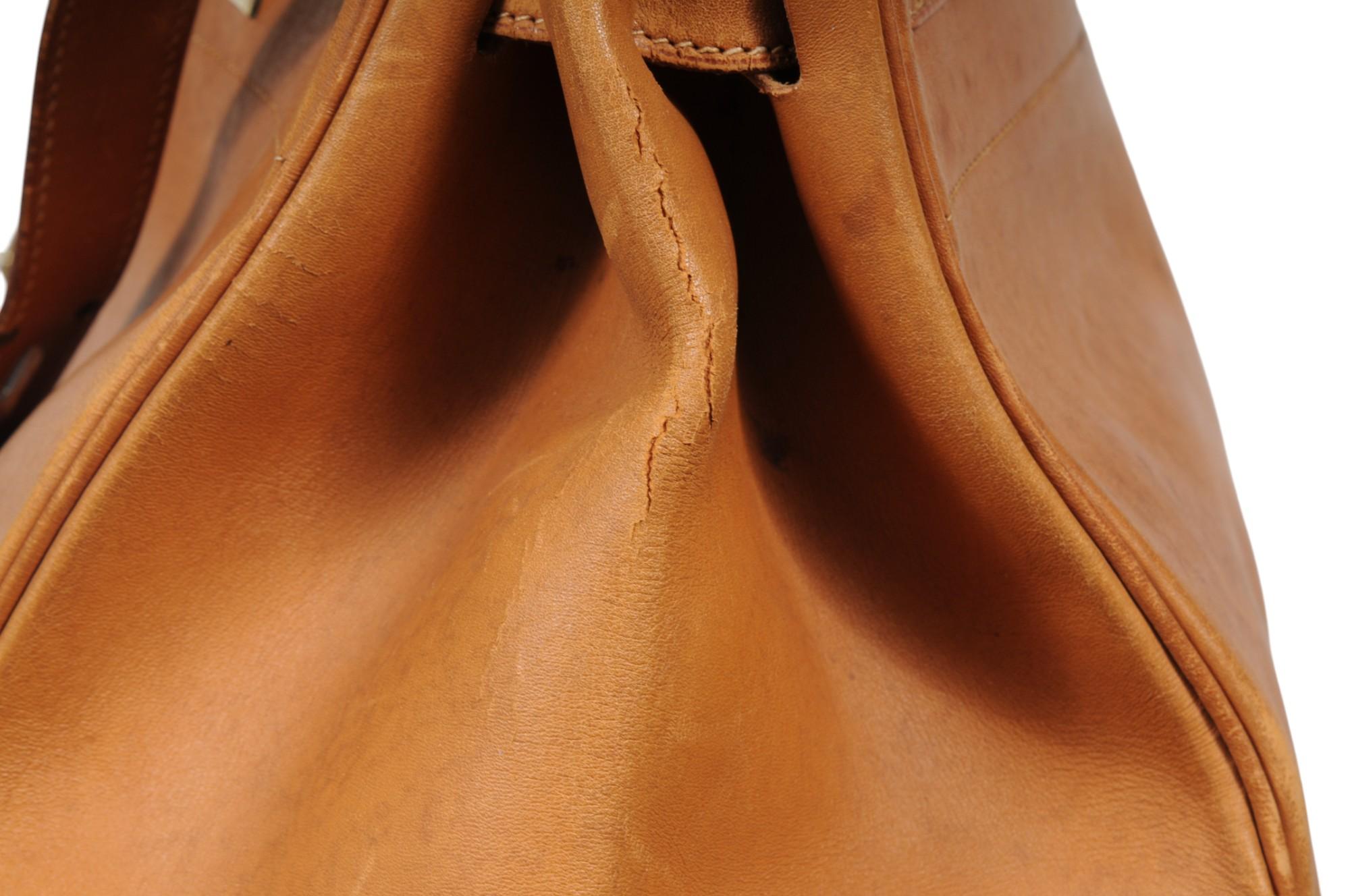 Hermes Vintage Haut à Courroies Hac 50 Birkin Natural Tan Brass Hardware Travel en vente 1