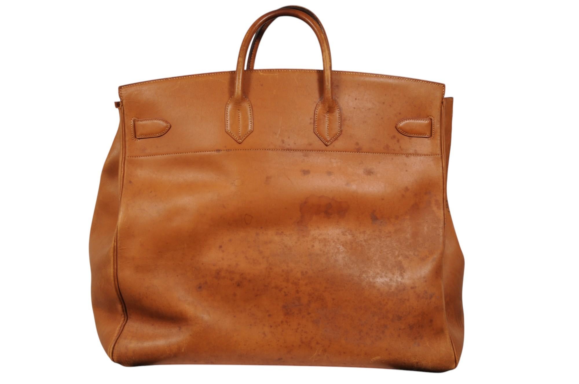 Hermes Vintage Haut à Courroies Hac 50 Birkin Natural Tan Brass Hardware Travel en vente 2