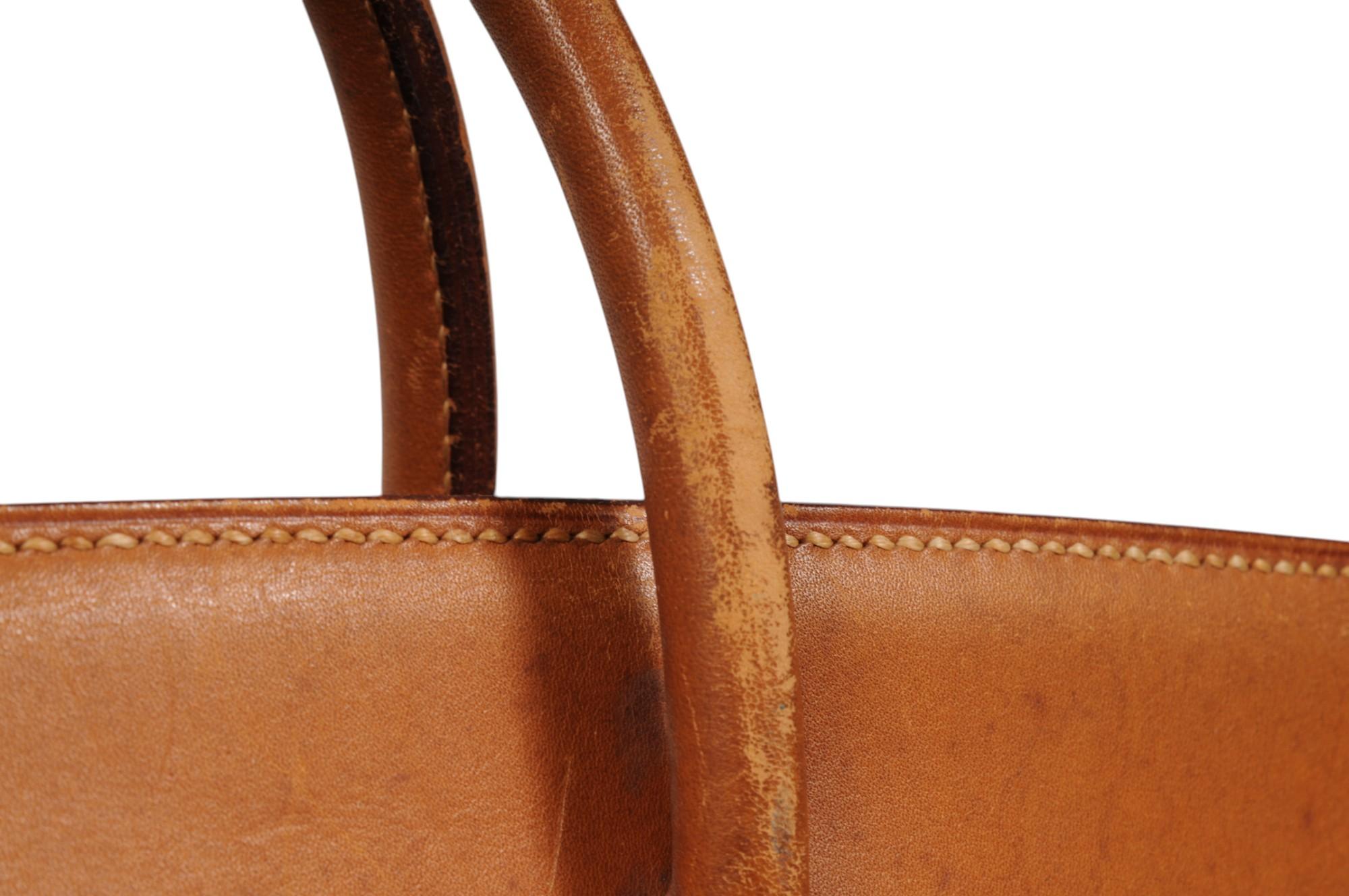 Hermes Vintage Haut à Courroies Hac 50 Birkin Natural Tan Brass Hardware Travel en vente 4