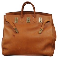 Hermes Vintage Haut à Courroies Hac 50 Birkin Natural Tan Brass Hardware Travel