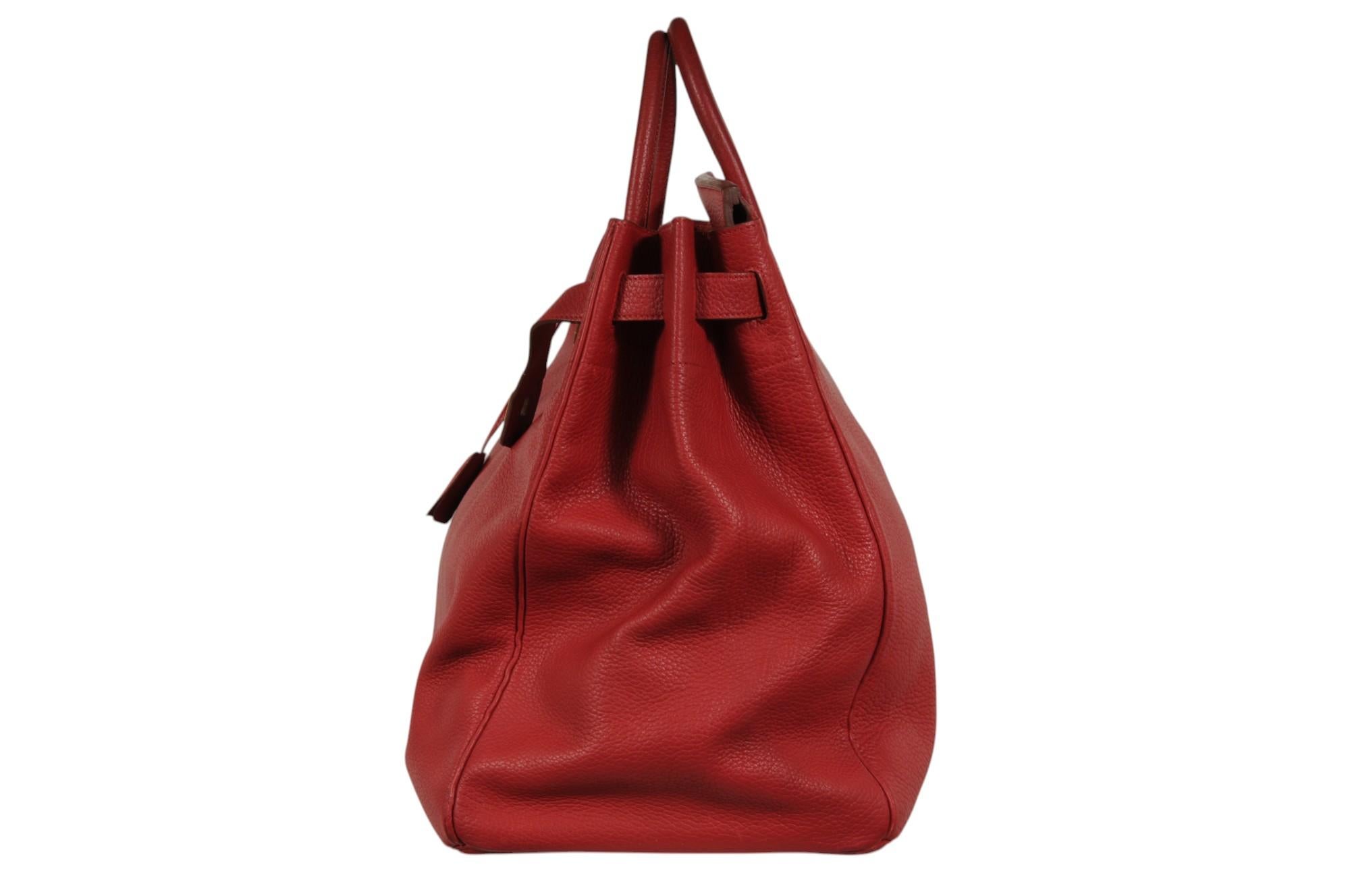 Hermes Vintage Haut à Courroies Hac 50 Birkin Rot Gold Hardware Reisetasche im Angebot 6