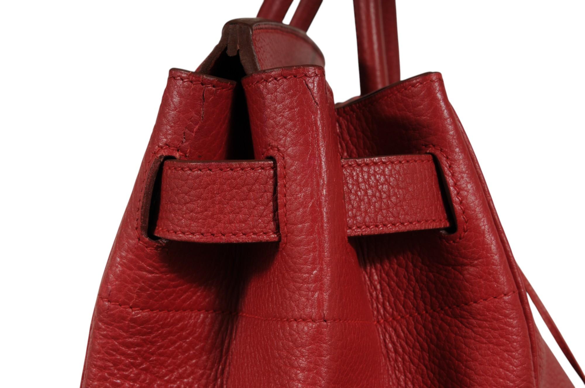 Hermes Vintage Haut à Courroies Hac 50 Birkin Rot Gold Hardware Reisetasche im Angebot 7