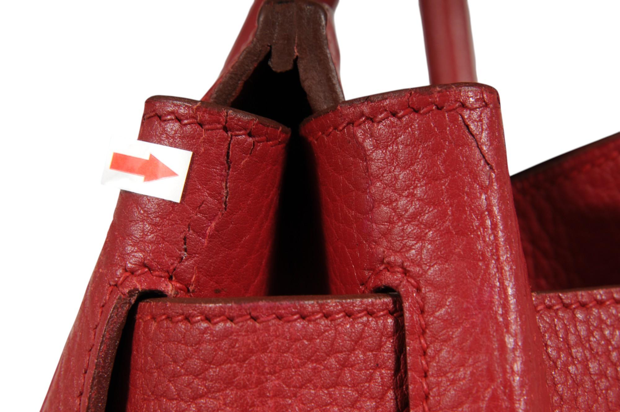 Hermes Vintage Haut à Courroies Hac 50 Birkin Rot Gold Hardware Reisetasche im Angebot 8