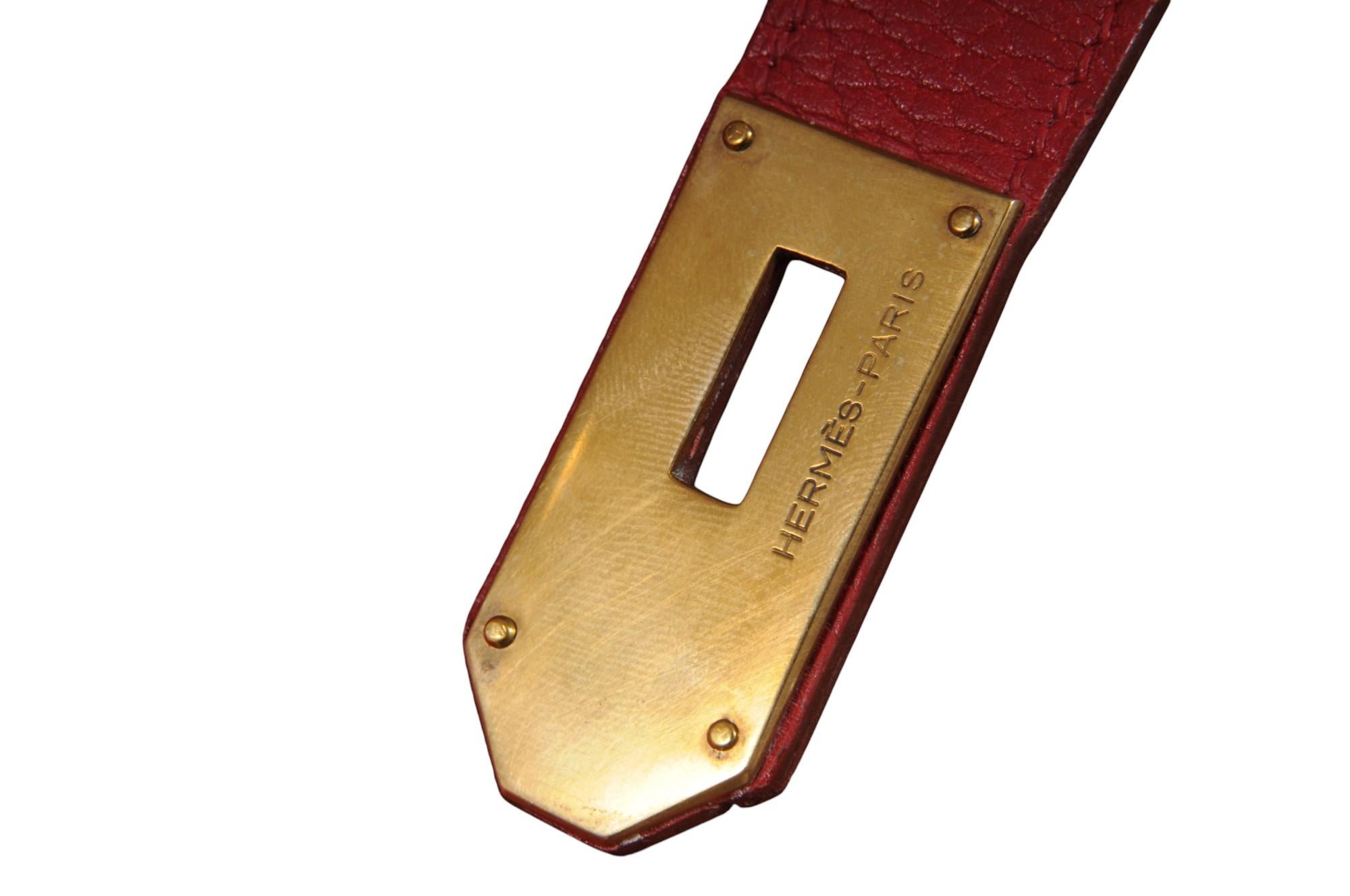 Hermes Vintage Haut à Courroies Hac 50 Birkin Rot Gold Hardware Reisetasche im Angebot 9
