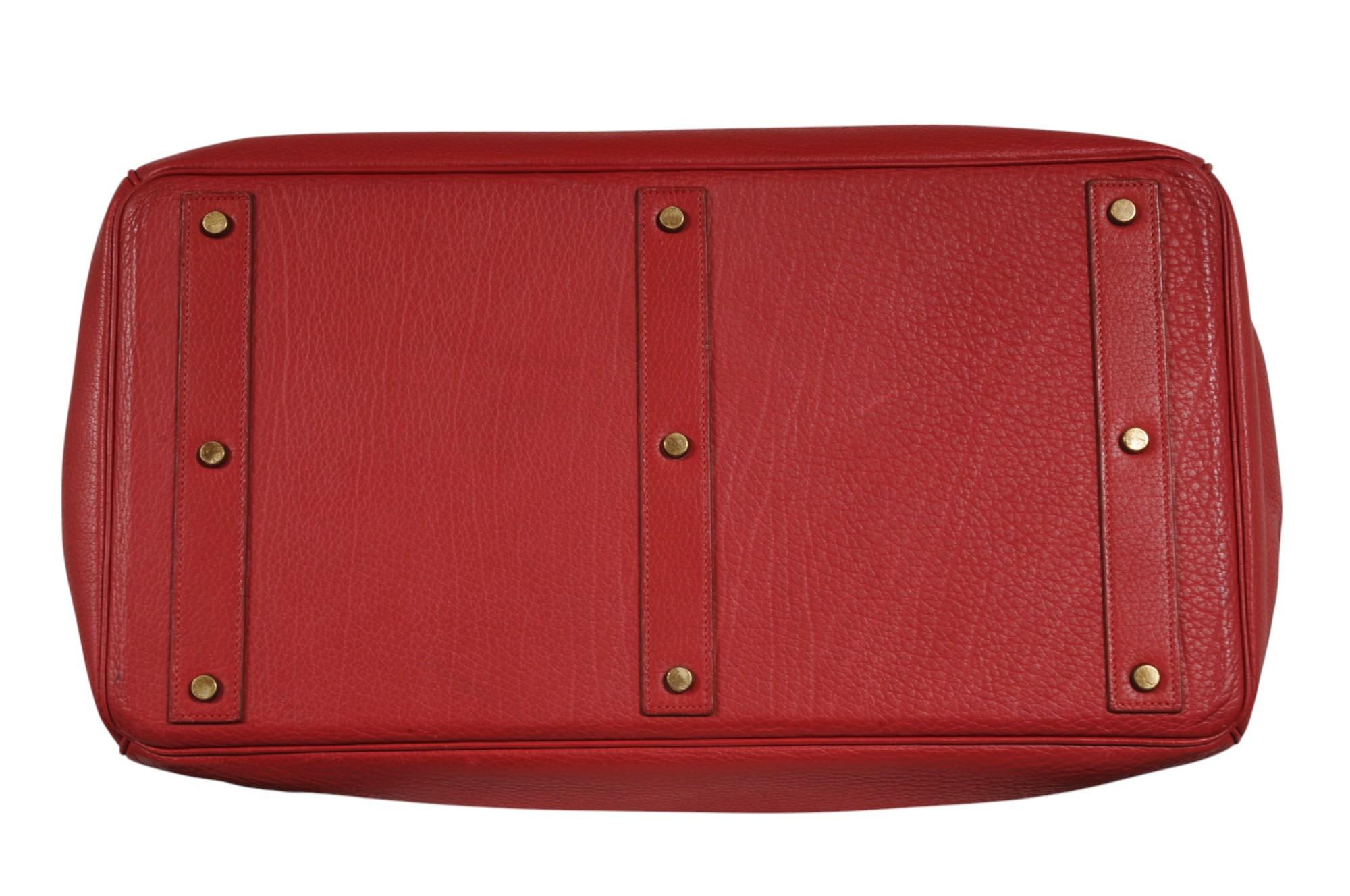 Hermes Vintage Haut à Courroies Hac 50 Birkin Rot Gold Hardware Reisetasche im Angebot 11