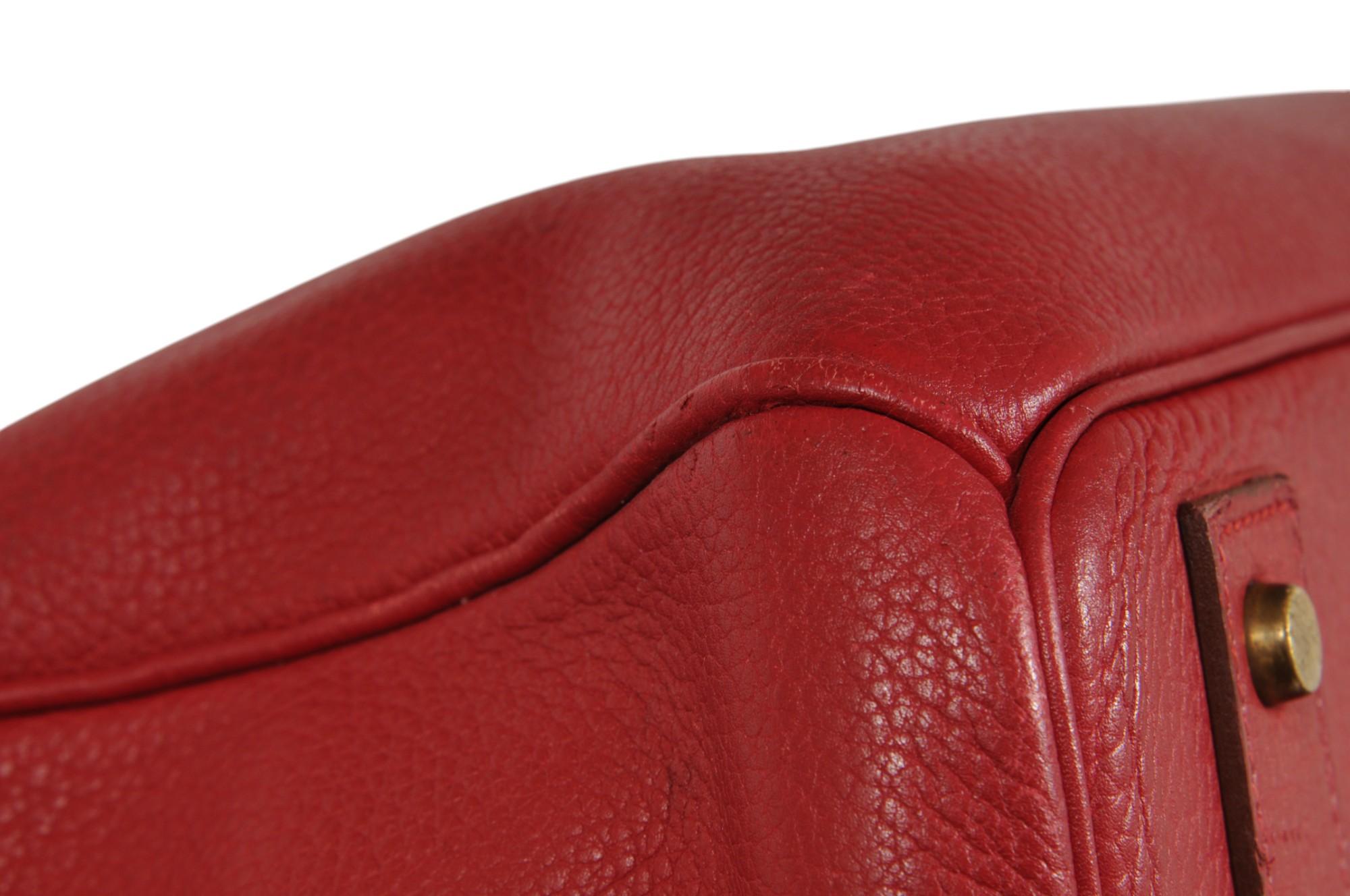 Hermes Vintage Haut à Courroies Hac 50 Birkin Rot Gold Hardware Reisetasche im Angebot 12