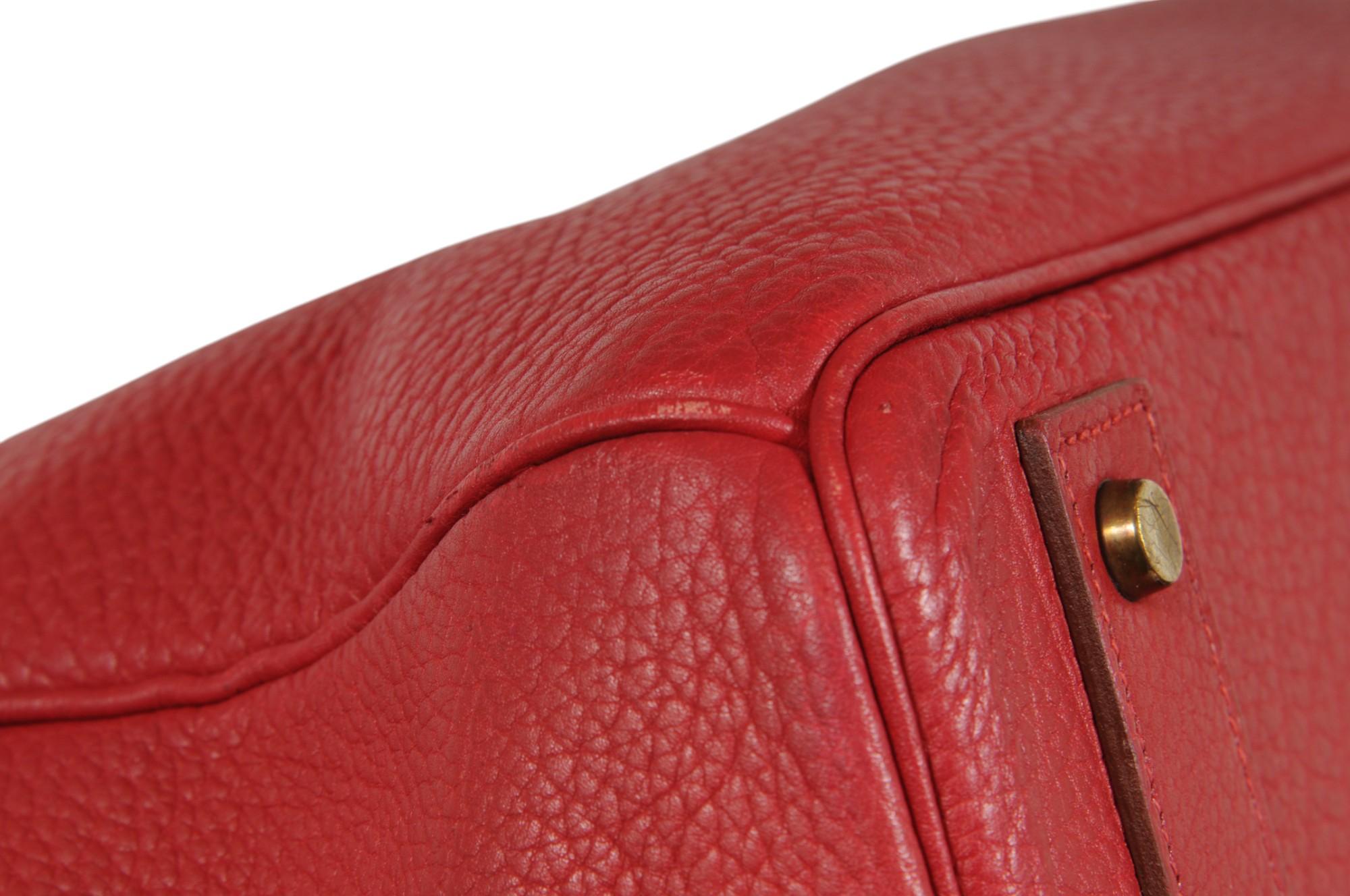 Hermes Vintage Haut à Courroies Hac 50 Birkin Rot Gold Hardware Reisetasche im Angebot 13