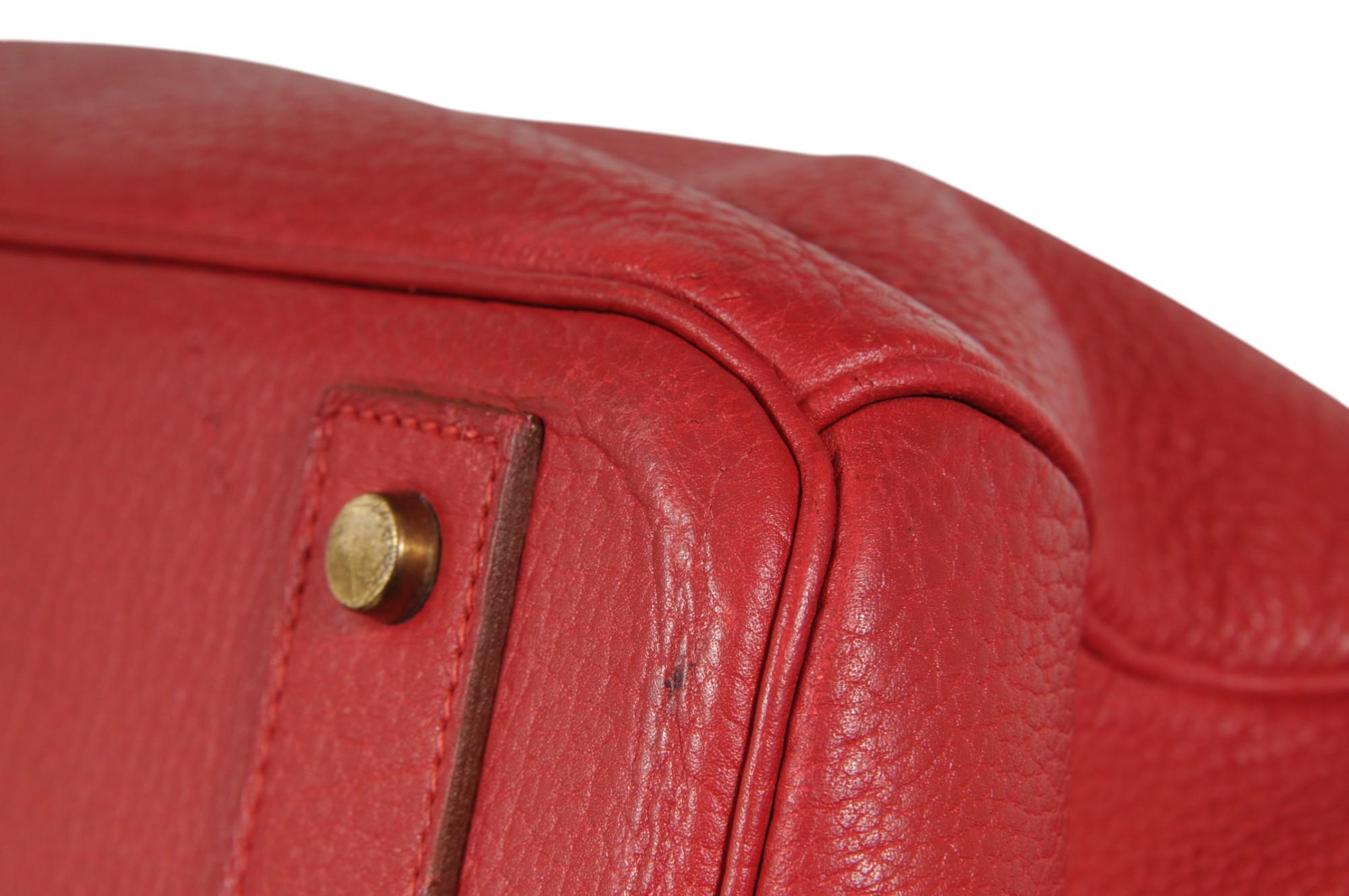 Hermes Vintage Haut à Courroies Hac 50 Birkin Rot Gold Hardware Reisetasche im Angebot 14