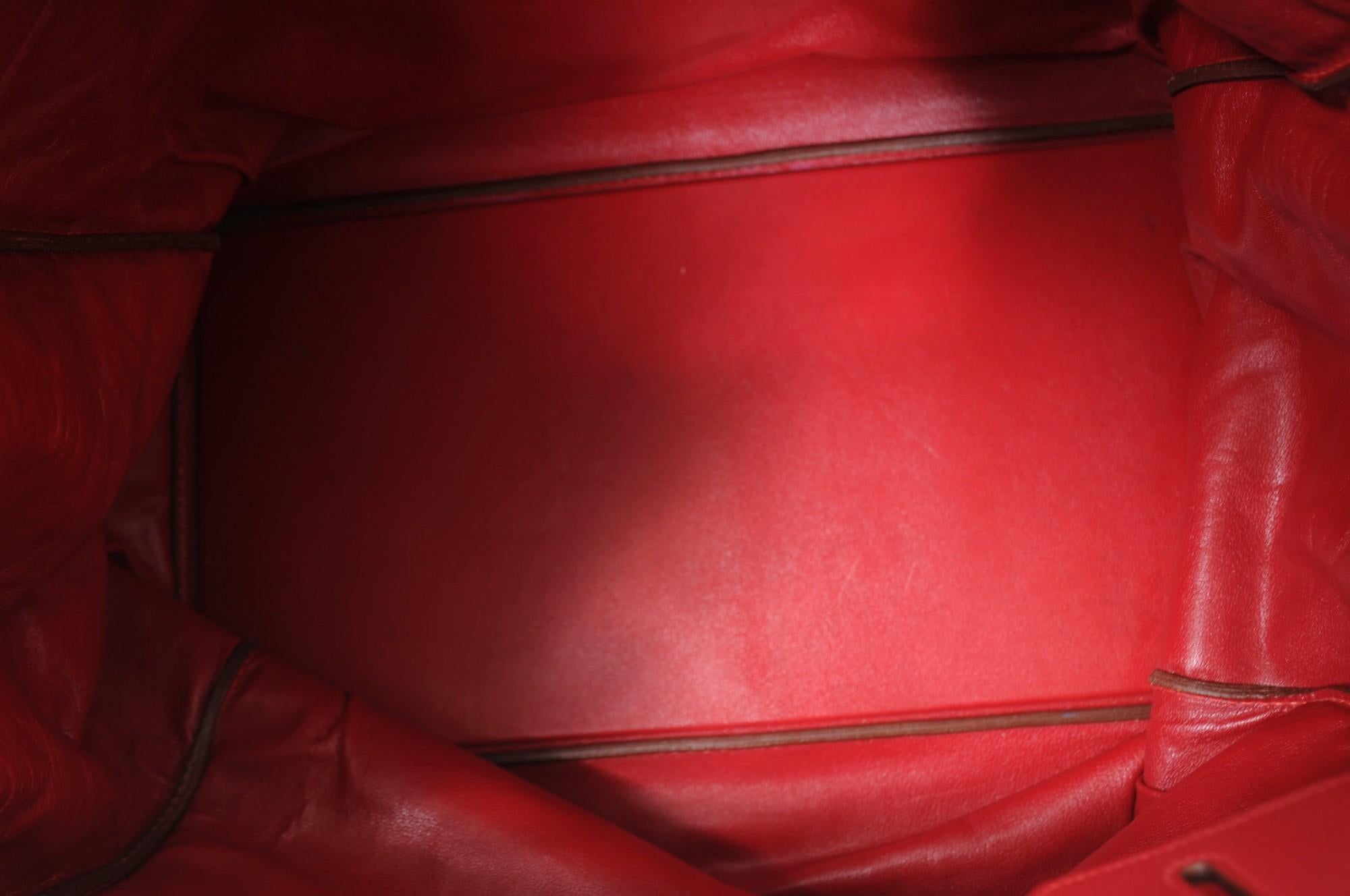 Hermes Vintage Haut à Courroies Hac 50 Birkin Rot Gold Hardware Reisetasche im Angebot 15