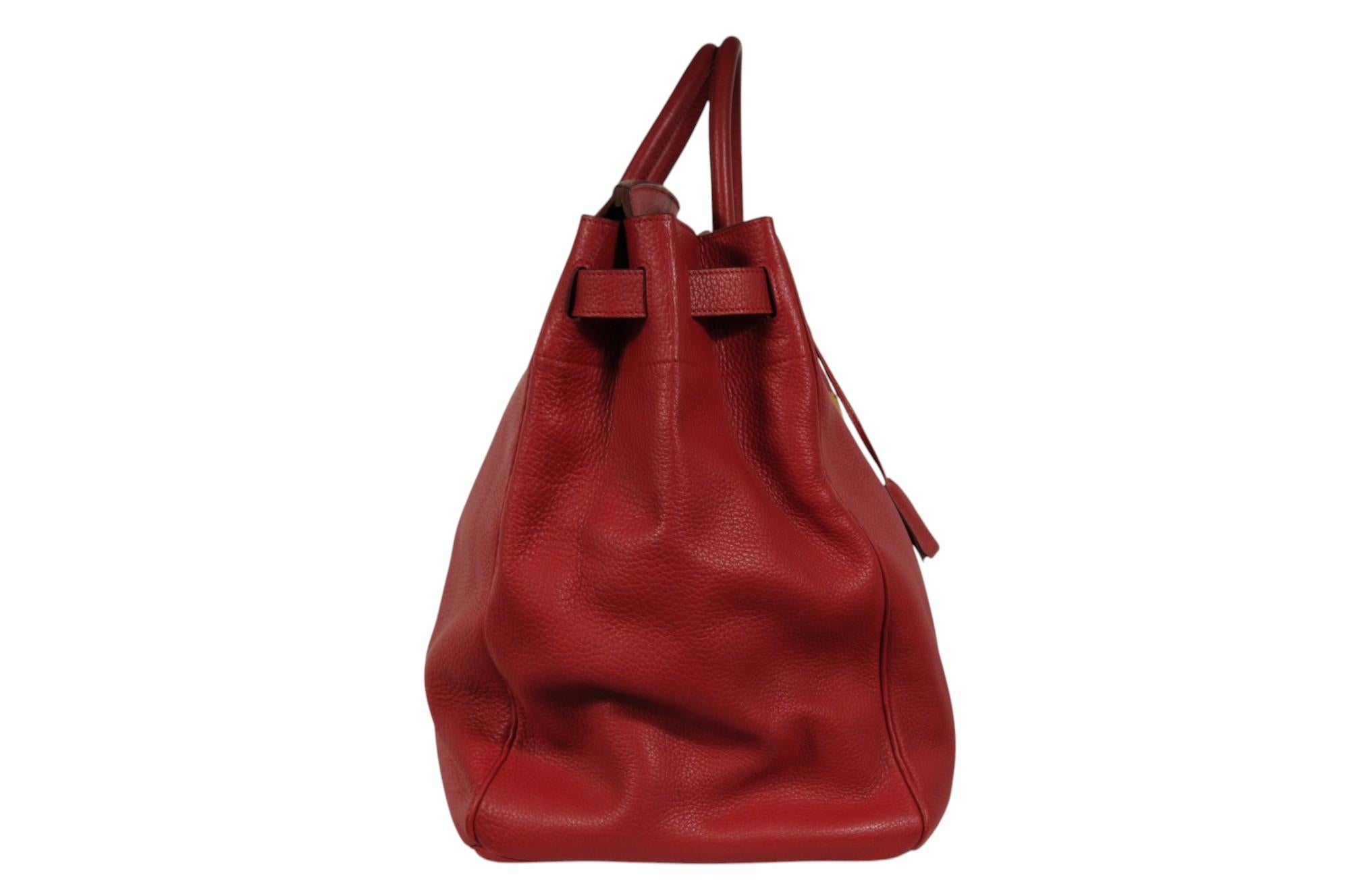 Hermes Vintage Haut à Courroies Hac 50 Birkin Rot Gold Hardware Reisetasche für Damen oder Herren im Angebot