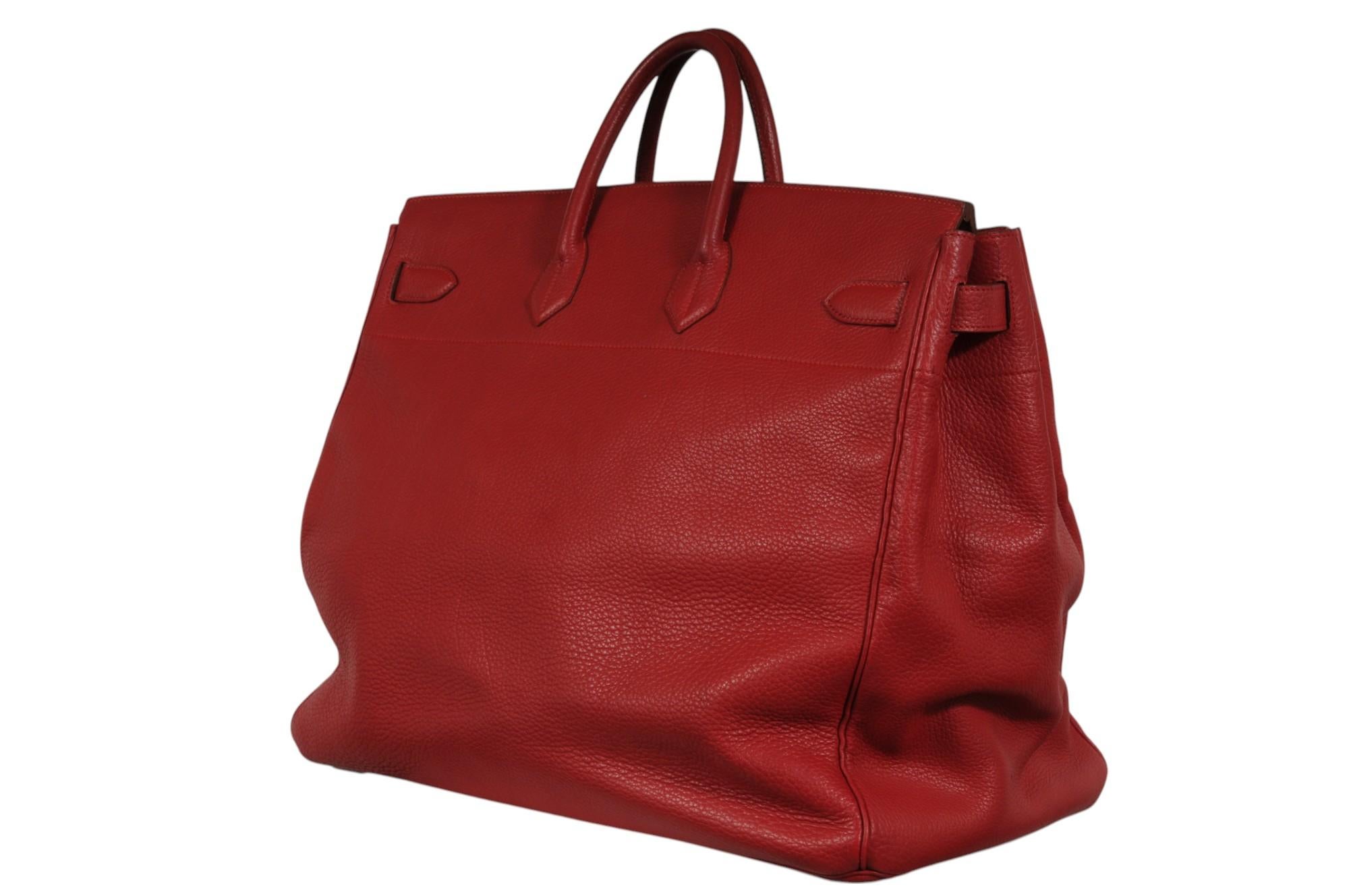 Hermes Vintage Haut à Courroies Hac 50 Birkin Rot Gold Hardware Reisetasche im Angebot 1