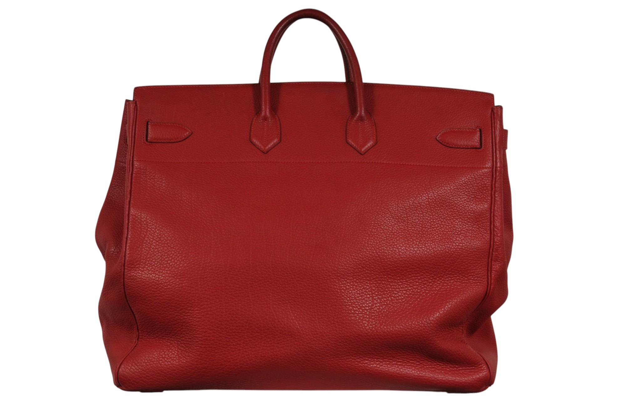 Hermes Vintage Haut à Courroies Hac 50 Birkin Rot Gold Hardware Reisetasche im Angebot 2