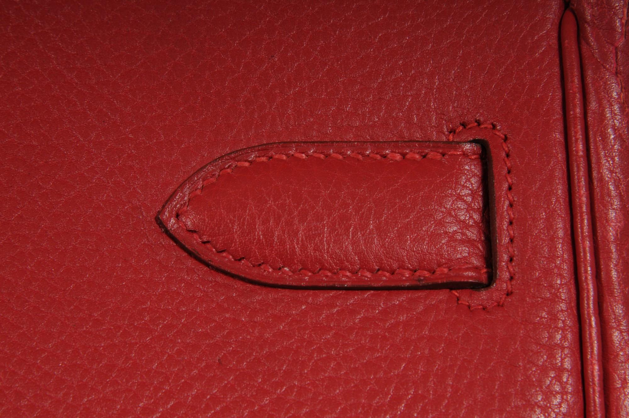 Hermes Vintage Haut à Courroies Hac 50 Birkin Rot Gold Hardware Reisetasche im Angebot 3