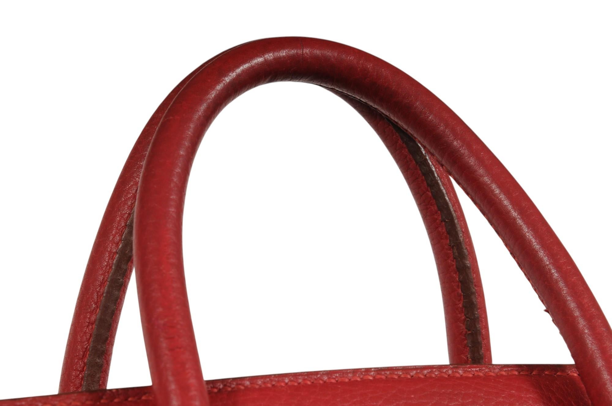 Hermes Vintage Haut à Courroies Hac 50 Birkin Rot Gold Hardware Reisetasche im Angebot 4