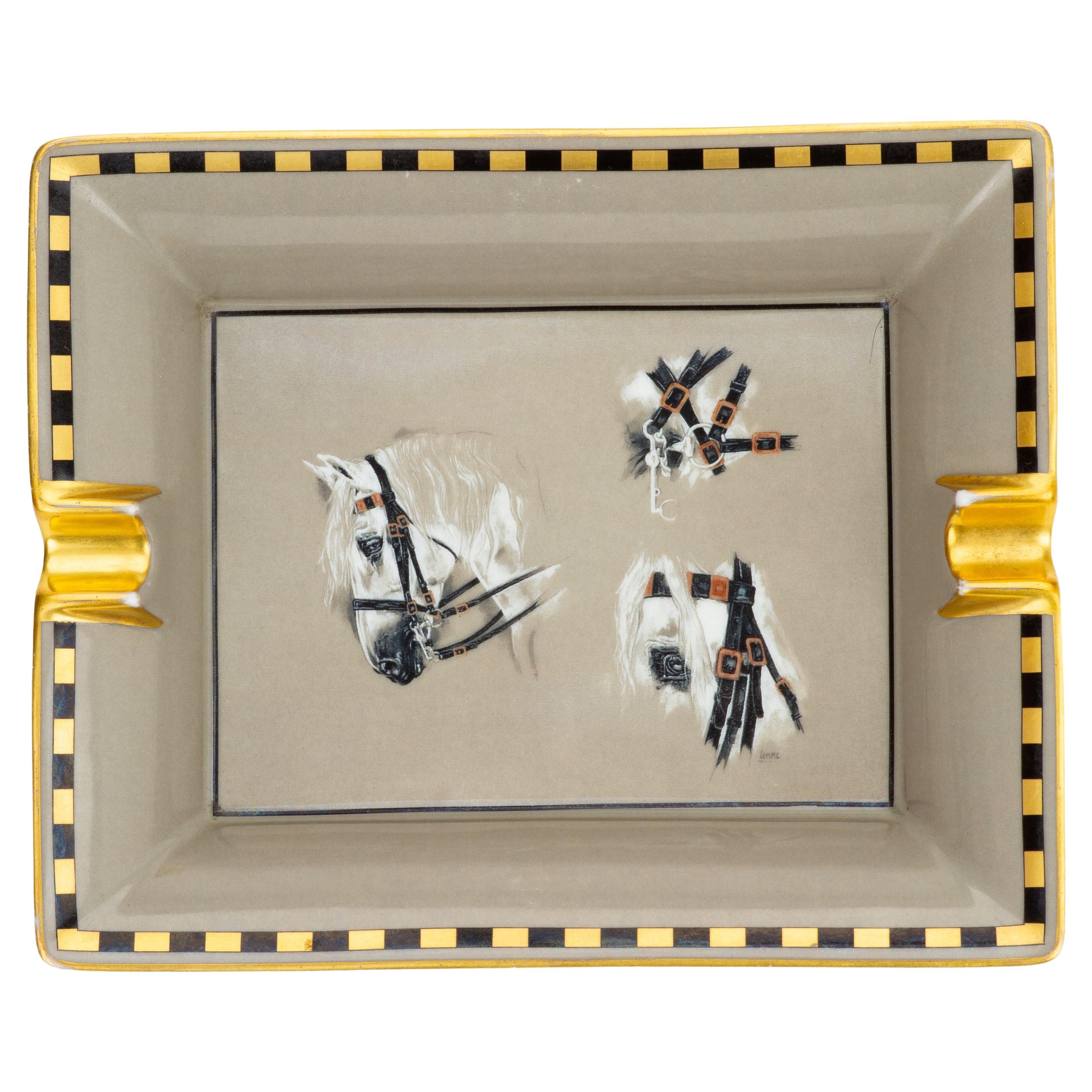 Posacenere in porcellana con cavallo vintage di Hermès