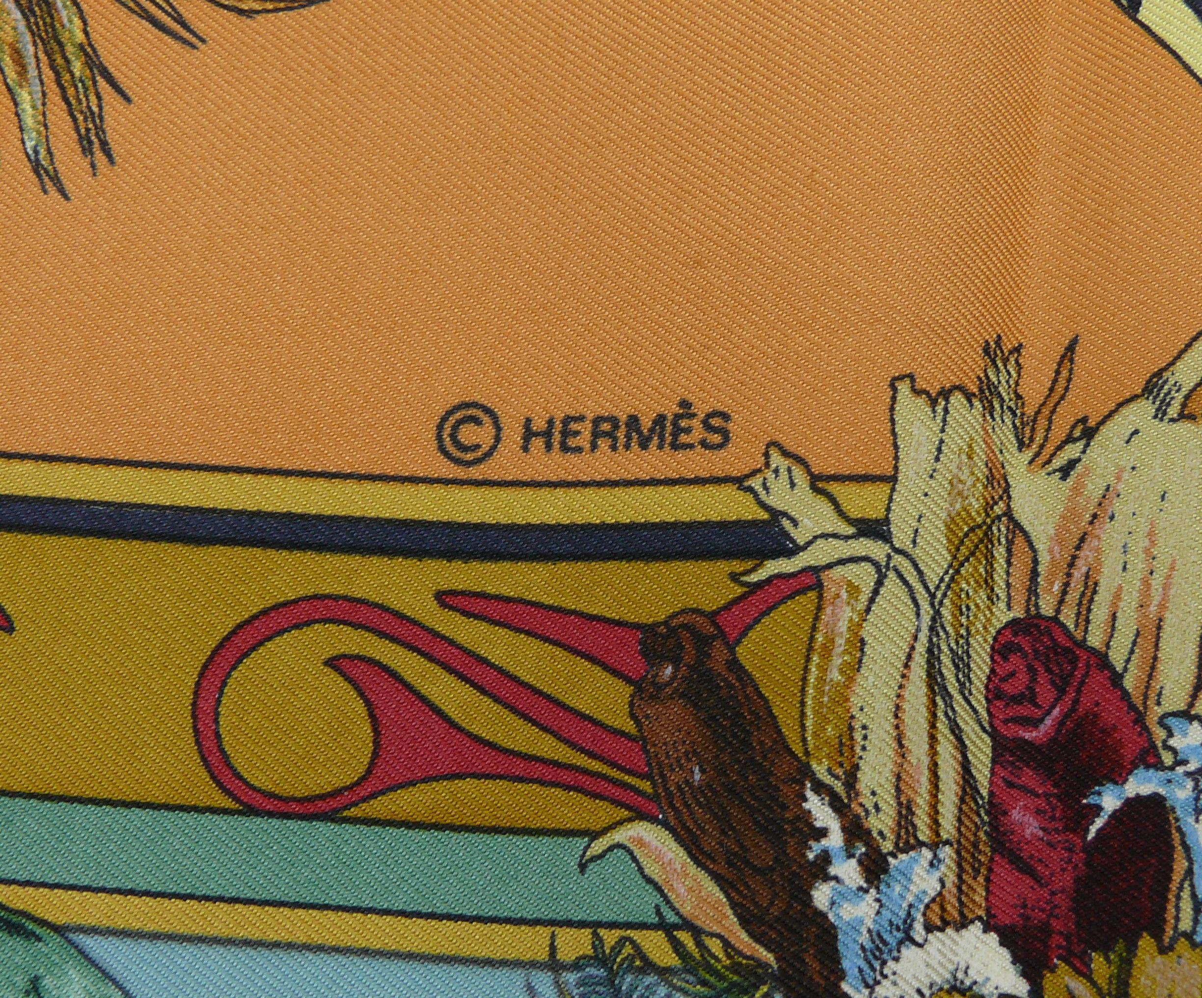 Hermes Vintage Iconic Silk Carre Scarf Kachinas by Kermit Oliver For Sale 1