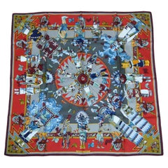 Hermes Vintage Iconic Silk Carre Scarf Kachinas by Kermit Oliver