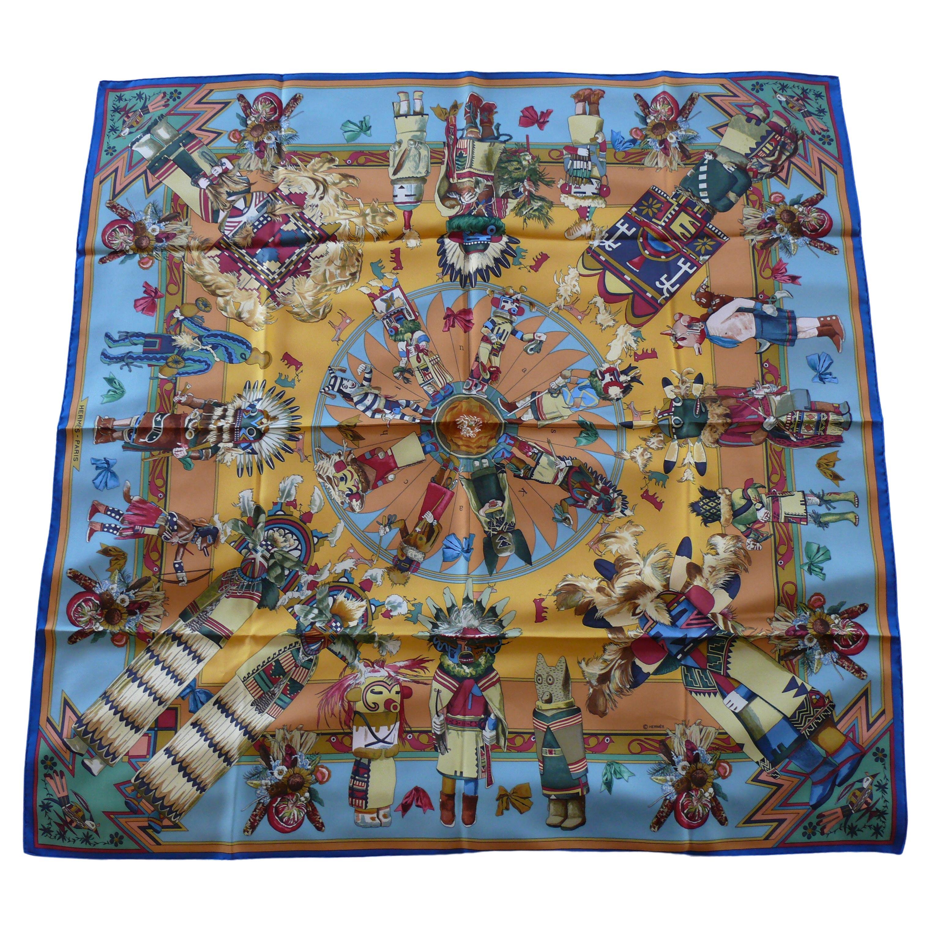 Foulard vintage emblématique Kachinas de Kermit Oliver en vente