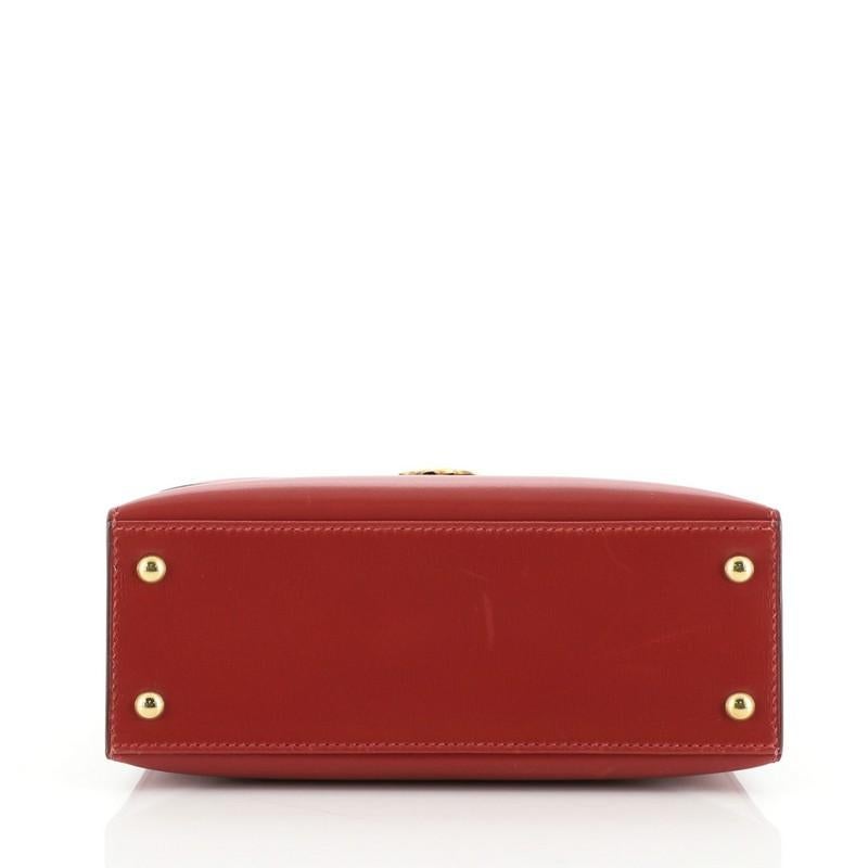 Red Hermes Vintage Ilio Top Handle Bag Box Calf