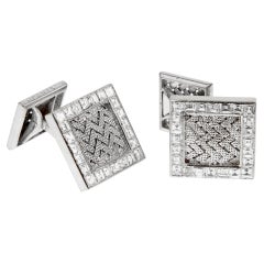 Hermès Boutons de manchette vintage importants en or blanc et diamants