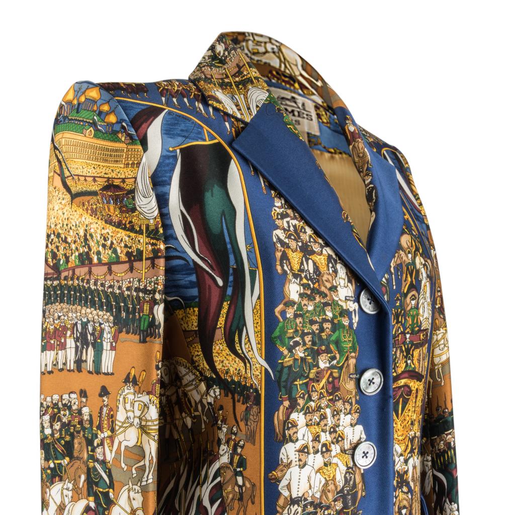 HERMES Calle 90 silk GRAND CORTEGE A MOSCOW scarf Navy multi-color main image 0