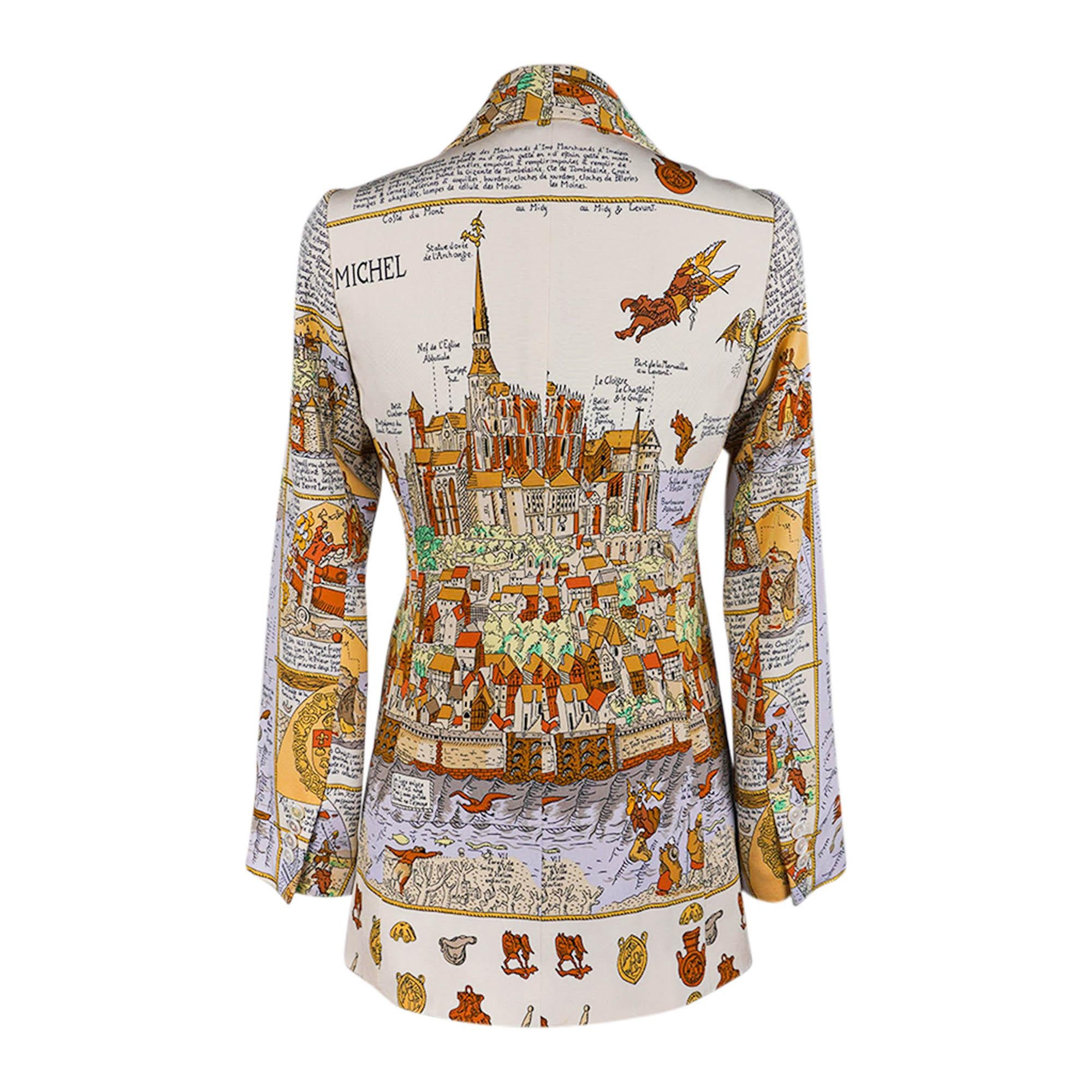 Beige Hermes Vintage Jacket Mont Saint Michel Blazer 40