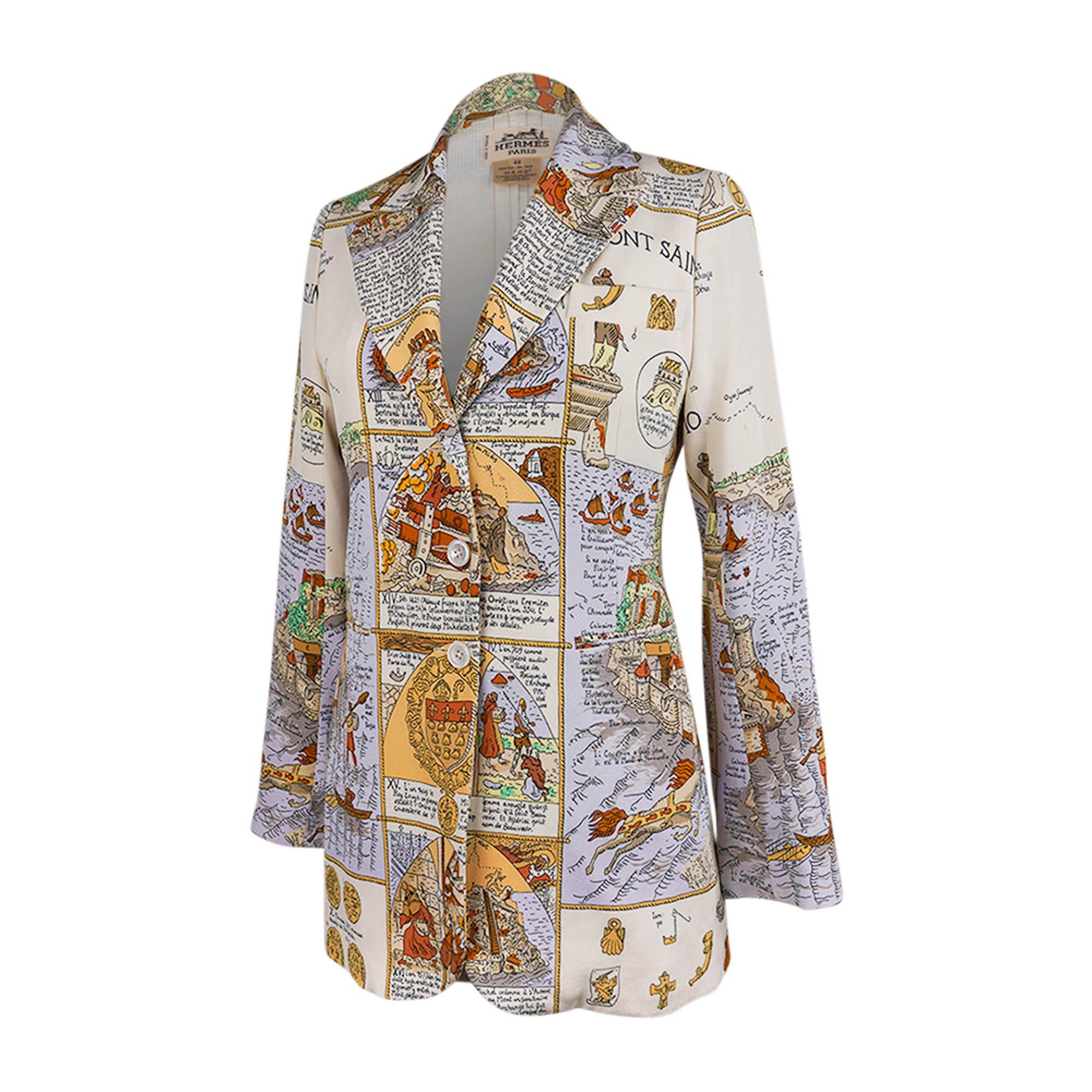 Hermes Vintage Jacket Mont Saint Michel Blazer 40 In Excellent Condition In Miami, FL