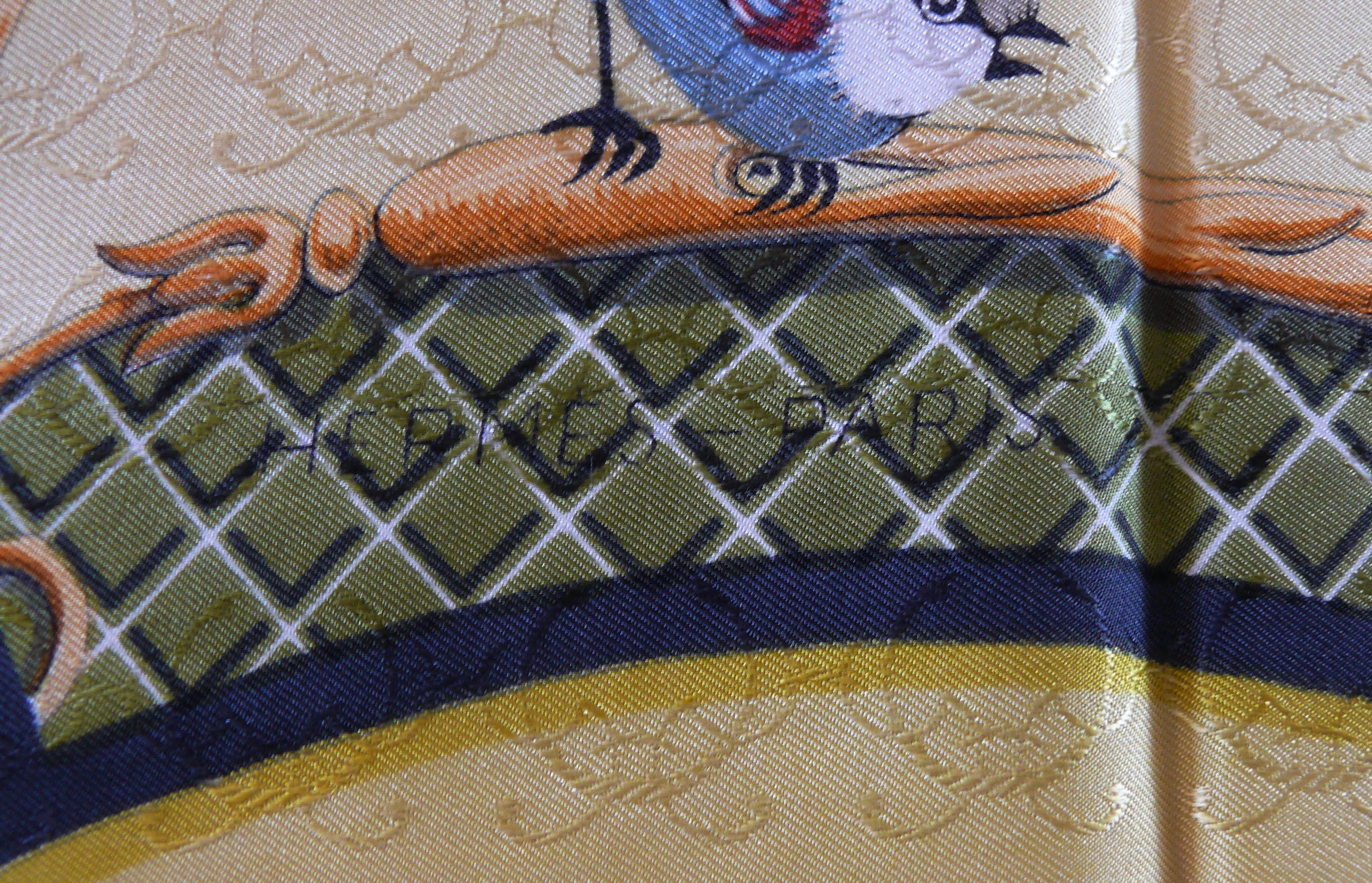 Hermes Vintage Jacquard Silk Carre Scarf La Cle des Champs by Francoise Faconnet 3