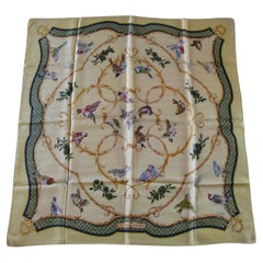 Hermes Retro Jacquard Silk Carre Scarf La Cle des Champs by Francoise Faconnet