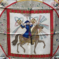 Hermes Vintage Jacquard Silk Scarf Feux d'Artifice 1987 Duchene