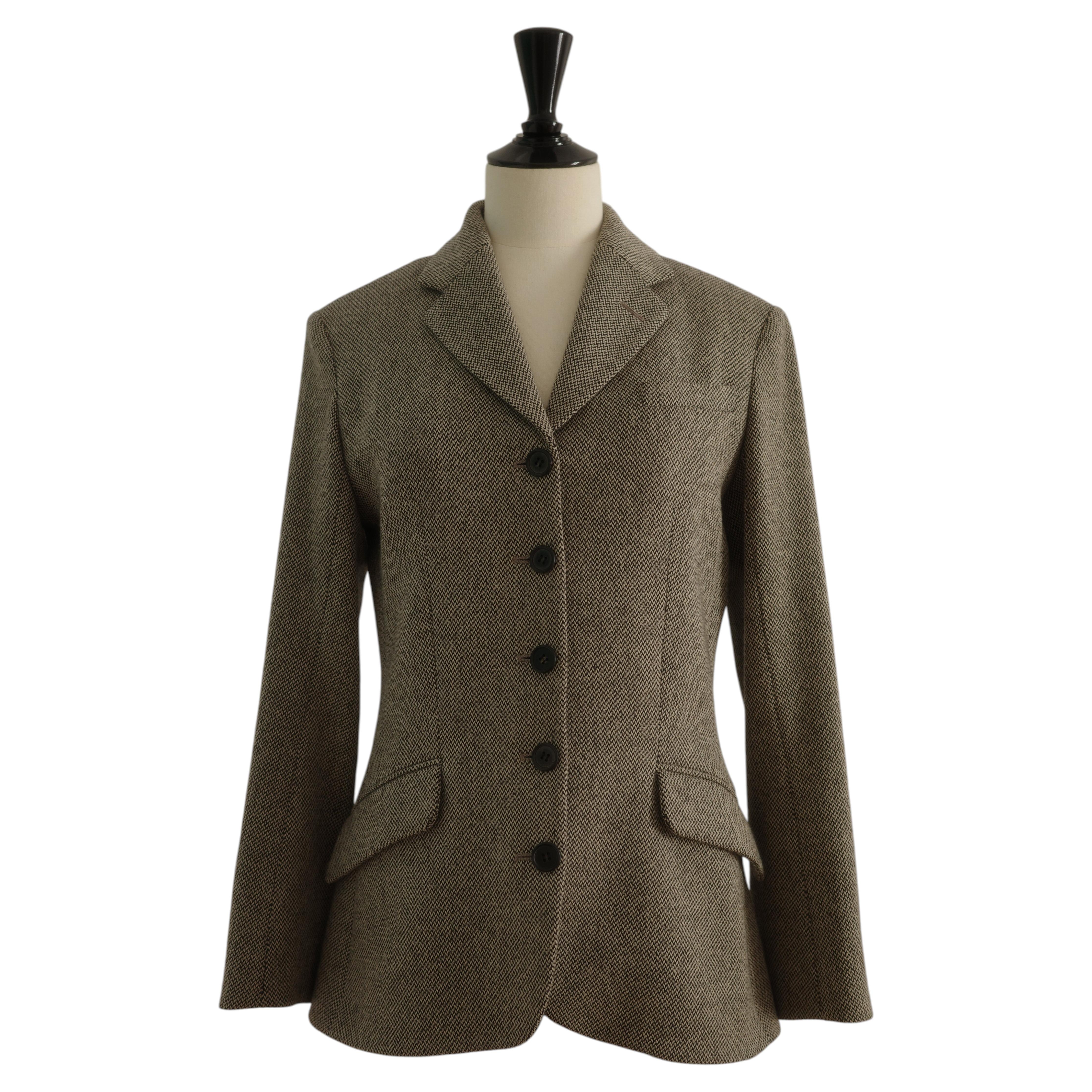 Veste blazer vintage Hermès signée Jean Paul Gaultier à motif chevrons, pièce de défilé 2004